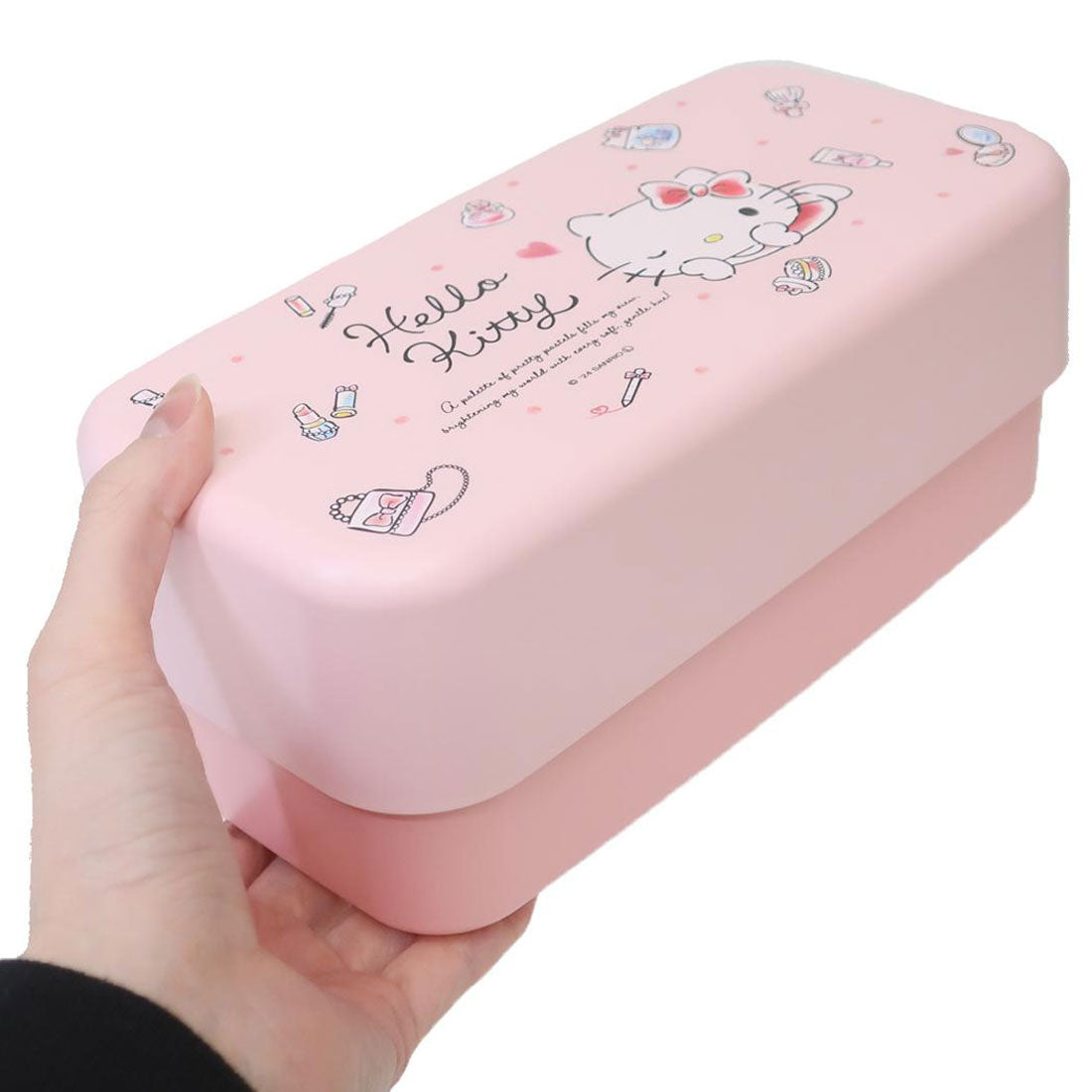 シネマコレクション cinemacollection ハローキティ スプーン&フォーク付きお弁当箱 カトラリー付ランチボックス2段 1000ml 水彩コスメ サンリオ スケーター 二段ランチボックス キャラクター グッズ 【返品不可商品】 ピンク