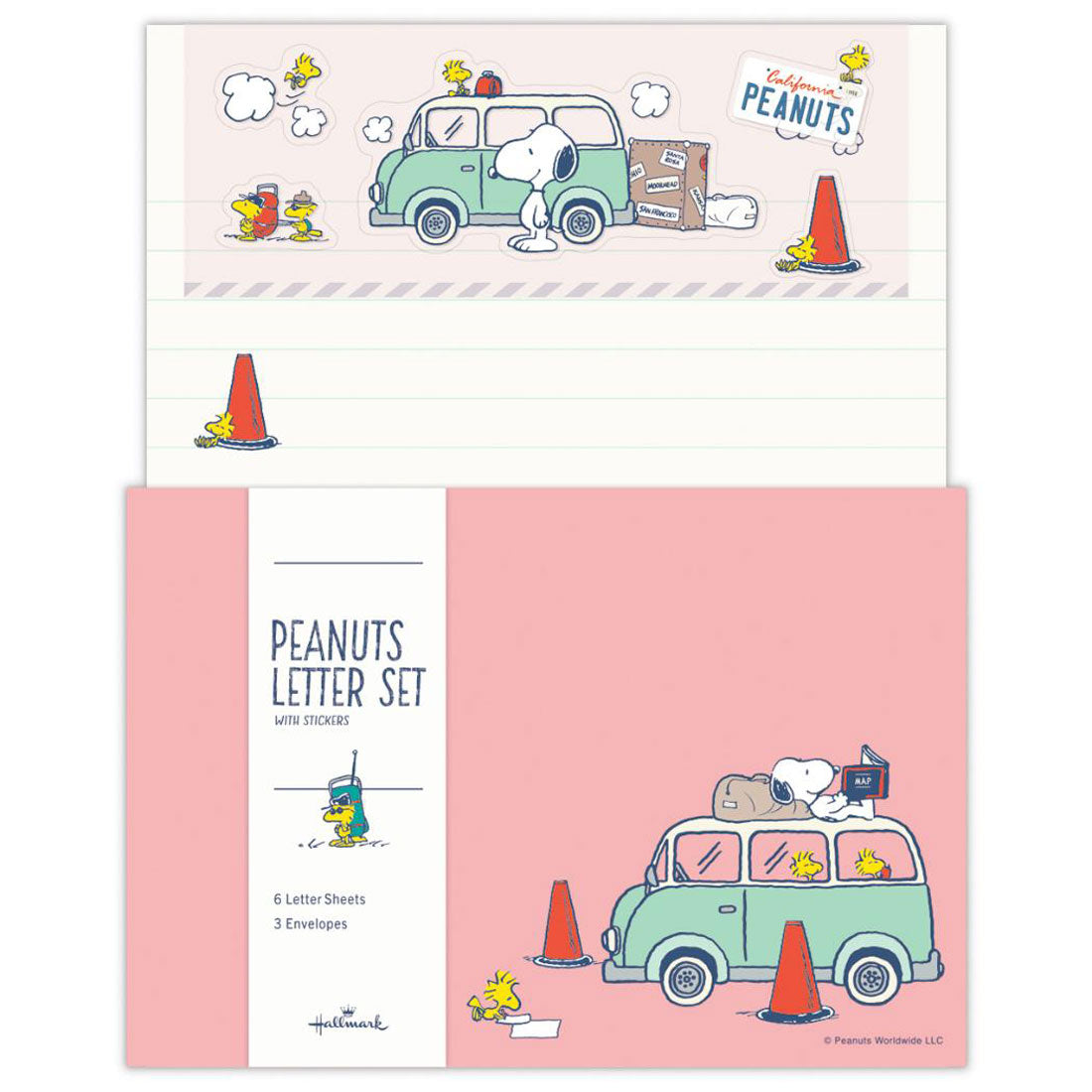 シネマコレクション cinemacollection スヌーピー 手紙セット レターセット SNHJ車 ピンク ピーナッツ 日本ホールマーク 便箋&封筒 キャラクター グッズ ピンク