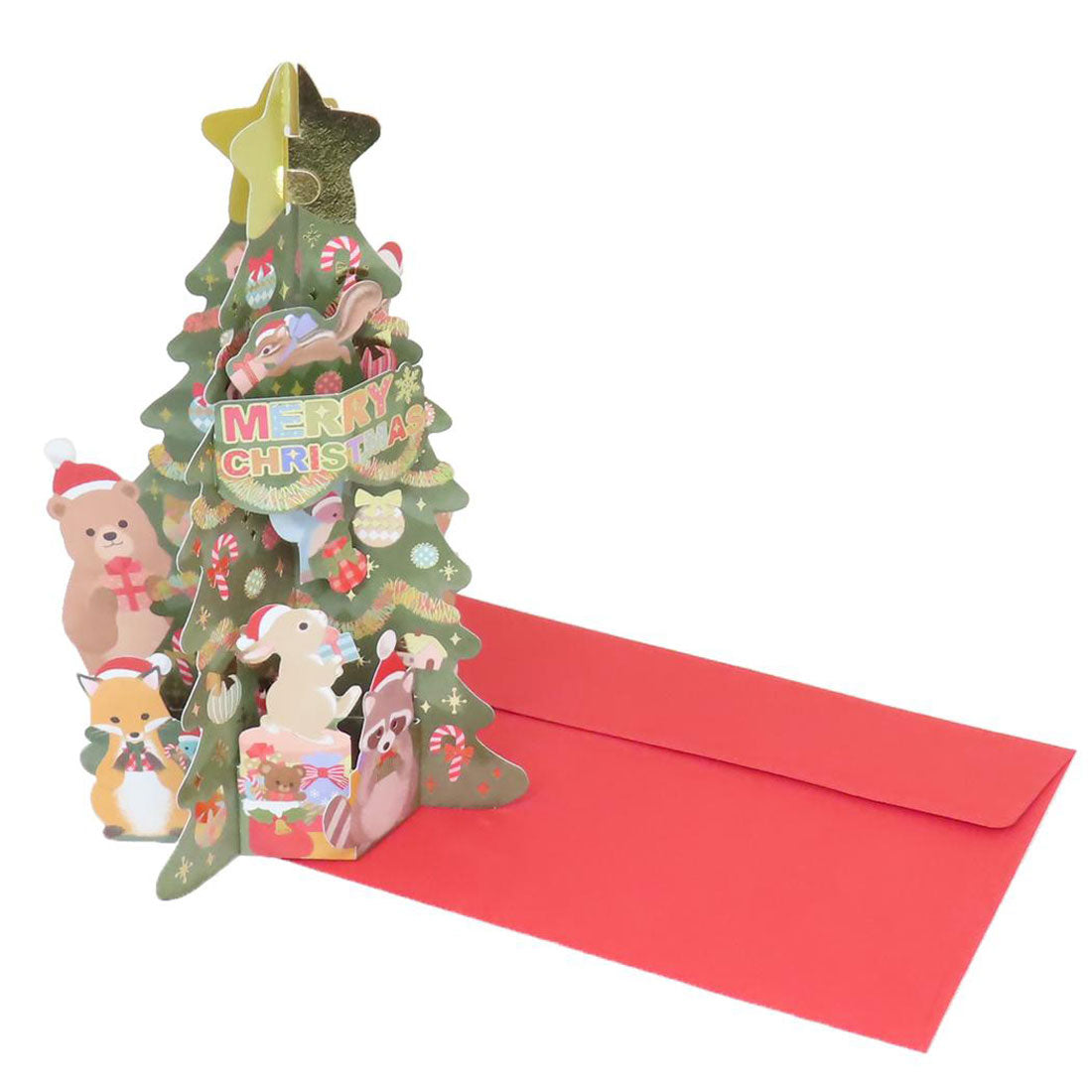 シネマコレクション cinemacollection Miki Takahashi グリーティングカード クリスマスツリーカード 立体 ポップアップカード 森の動物 アニマル アクティブコーポレーション 金箔 ギフト雑貨 封筒付き CHRISTMAS X 他