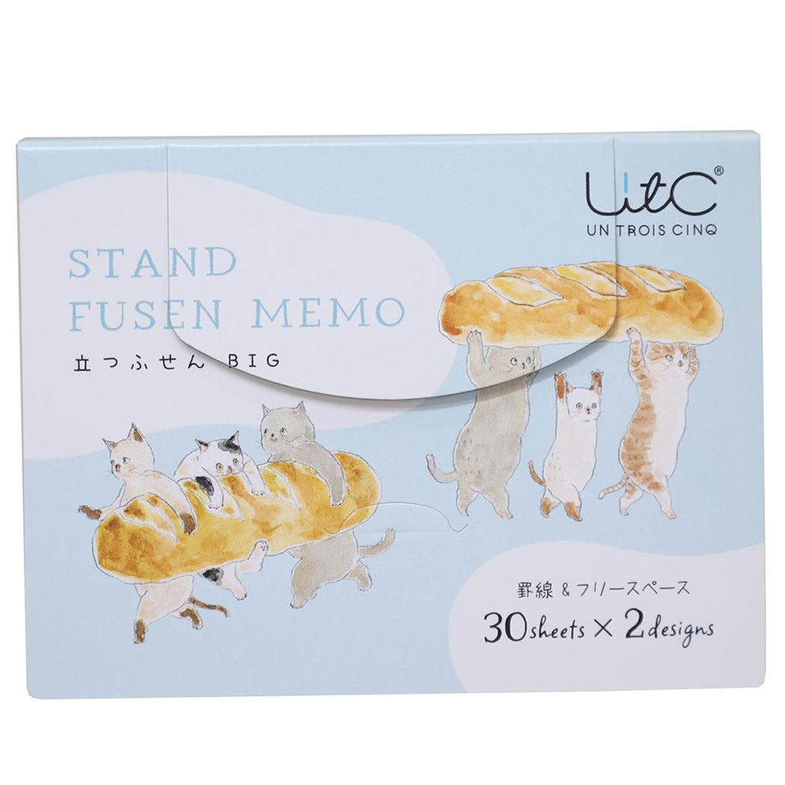 シネマコレクション cinemacollection トコロコムギ 付箋 立つふせんBIG てくてくパン屋さんにゃんこ 罫線&フリースペース ヒサゴ 付せん 事務用品 伝言 グッズ ブルー