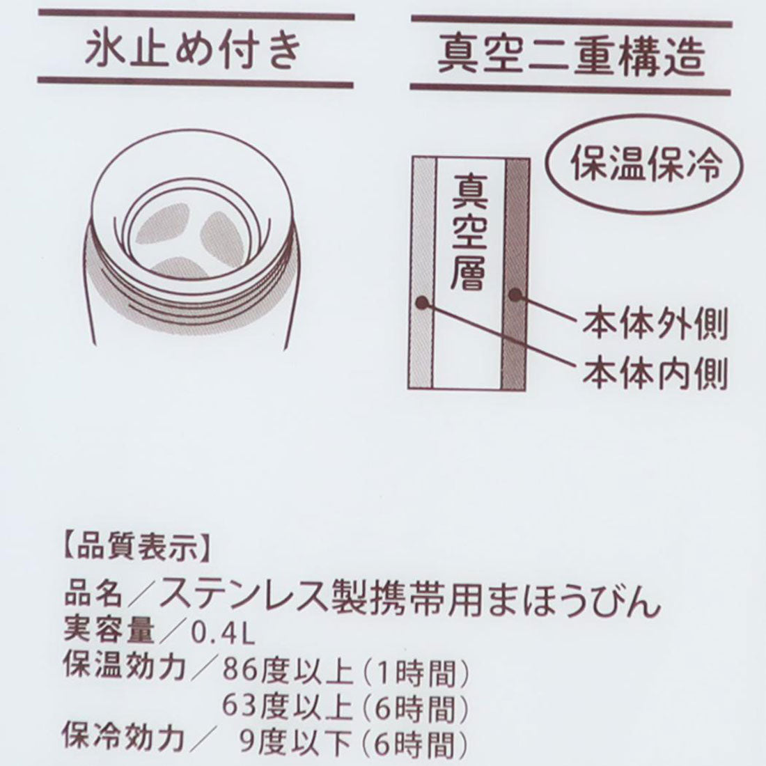 シネマコレクション cinemacollection お菓子シリーズ 保温保冷水筒 ステンレスボトル400ml サッポロポテト 東亜金属 マイボトル まほうびん キャラクター グッズ 【返品不可商品】 他