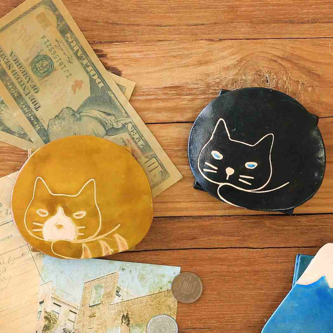 シネマコレクション cinemacollection 小銭入れ ヤンピーコインケース まるまるネコ クロネコ ねこ トモコーポレーション コインパース 山羊革 グッズ ブラック