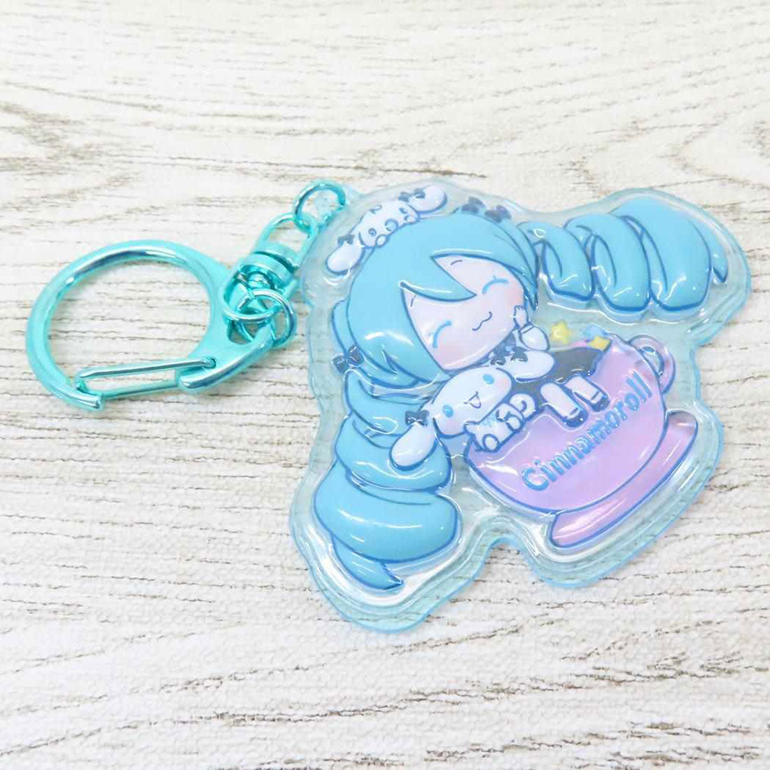 シネマコレクション cinemacollection 初音ミクxシナモロール キーリング ぷっくりったいキーホルダー コーヒーカップ ケイカンパニー プレゼント キャラクター グッズ グリーン