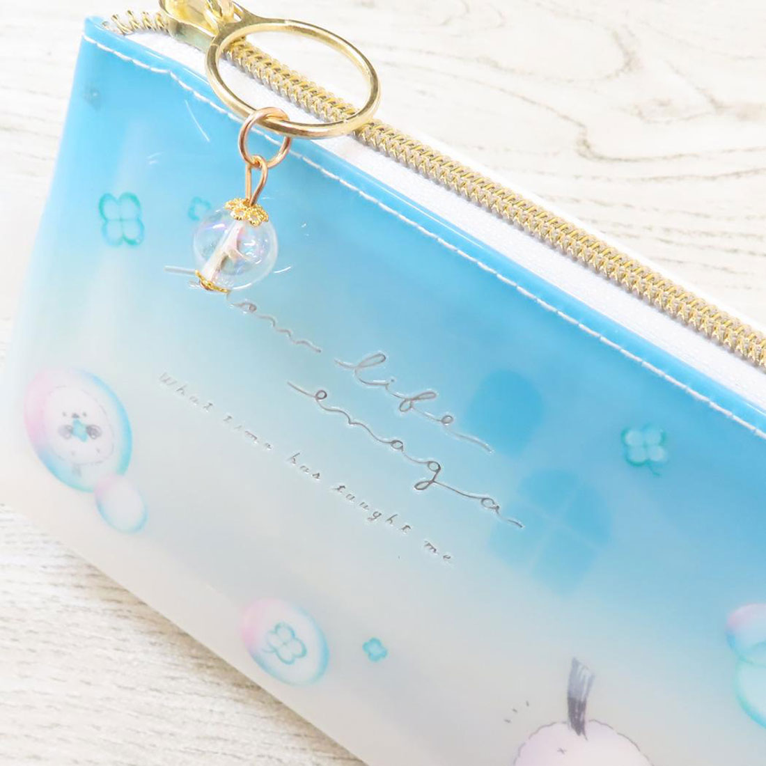 シネマコレクション cinemacollection シマエナガ ペンケース サンカク2ルームペンポーチ スローライフエナガ クーリア 筆箱 新学期準備文具 かわいい グッズ ブルー