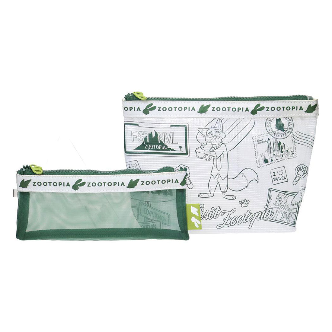 シネマコレクション cinemacollection ズートピア クリアポーチ 洗面ポーチ2Pセット ニック トラベル ディズニー マリモクラフト 化粧ポーチ 小物入れ キャラクター グッズ グリーン