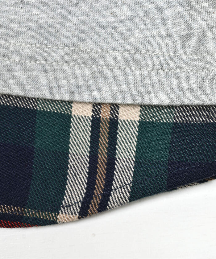 スラップ スリップ SLAP SLIP チェック柄レイヤード長袖Tシャツ