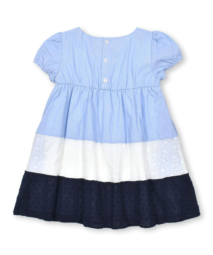 Slap Slip SLAP SLIP Smocking Lace Panel Tiered Dress