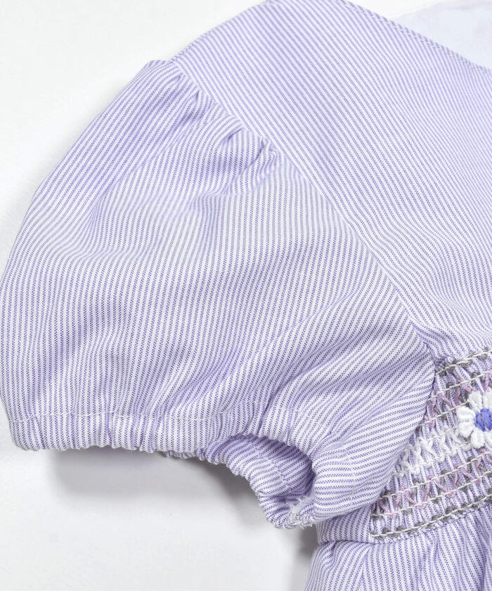 Slap Slip SLAP SLIP Smocking Lace Panel Tiered Dress