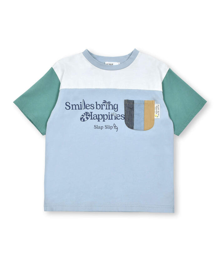 スラップ スリップ SLAP SLIP ポケット付きビッグシルエットバイカラー半袖Tシャツ(80~130cm) (グレー系) グレー系