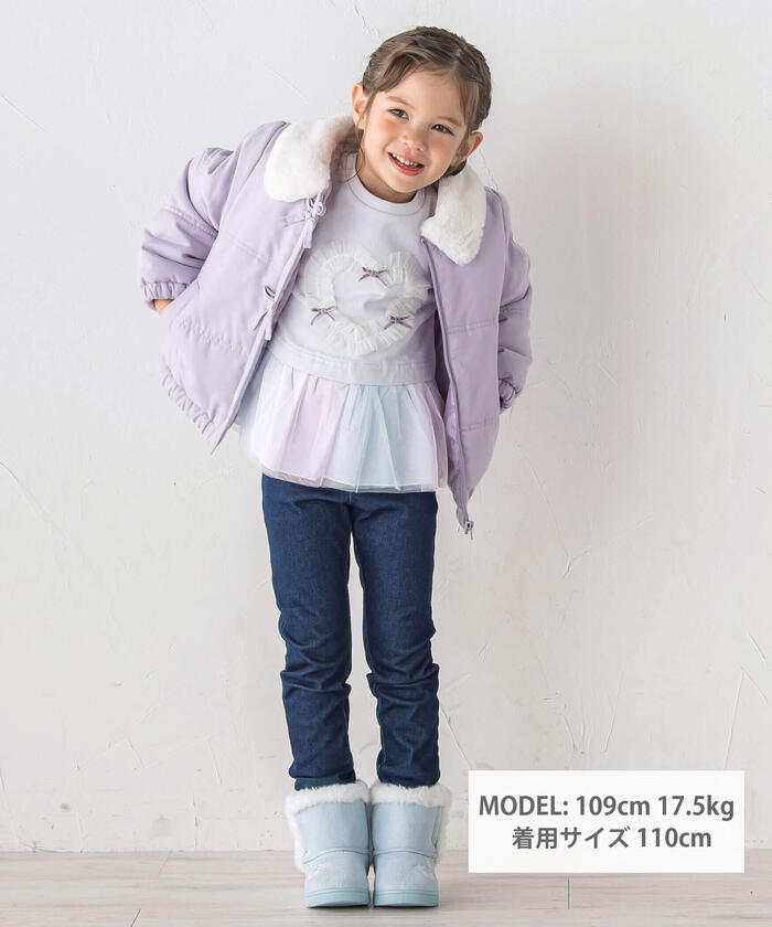 スラップ スリップ SLAP SLIP フワフワファー襟リボン付きショートジャケット