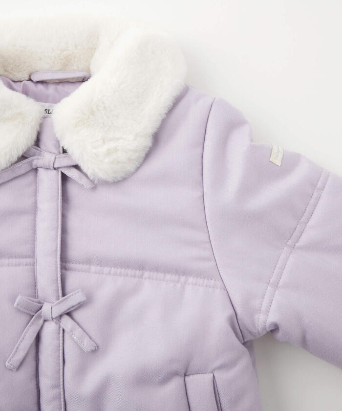 スラップ スリップ SLAP SLIP フワフワファー襟リボン付きショートジャケット
