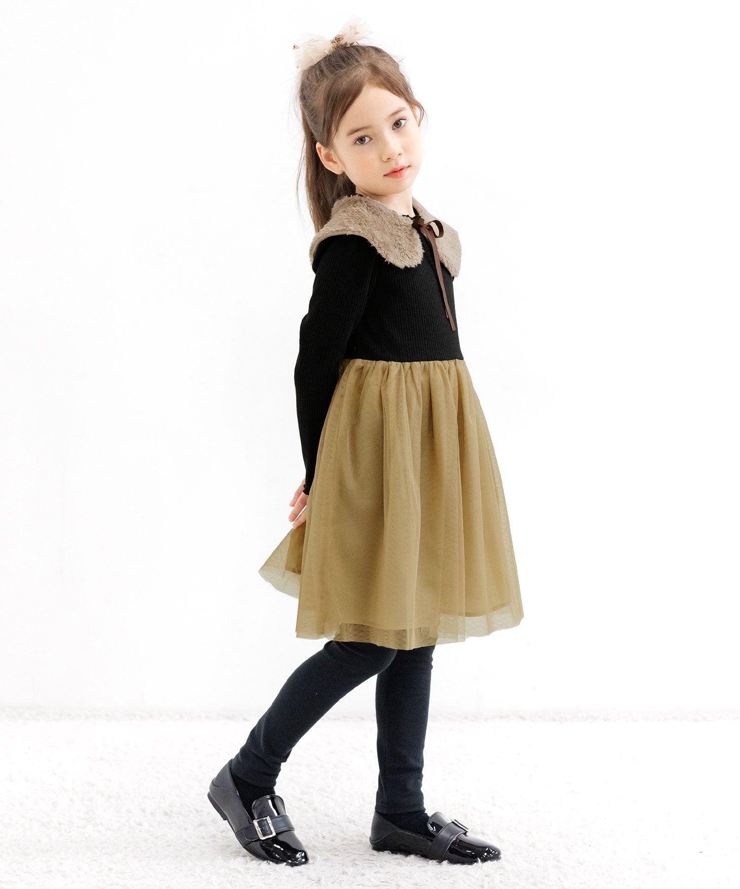 コドモフク ビー 子供服Bee チュール切替ワンピース