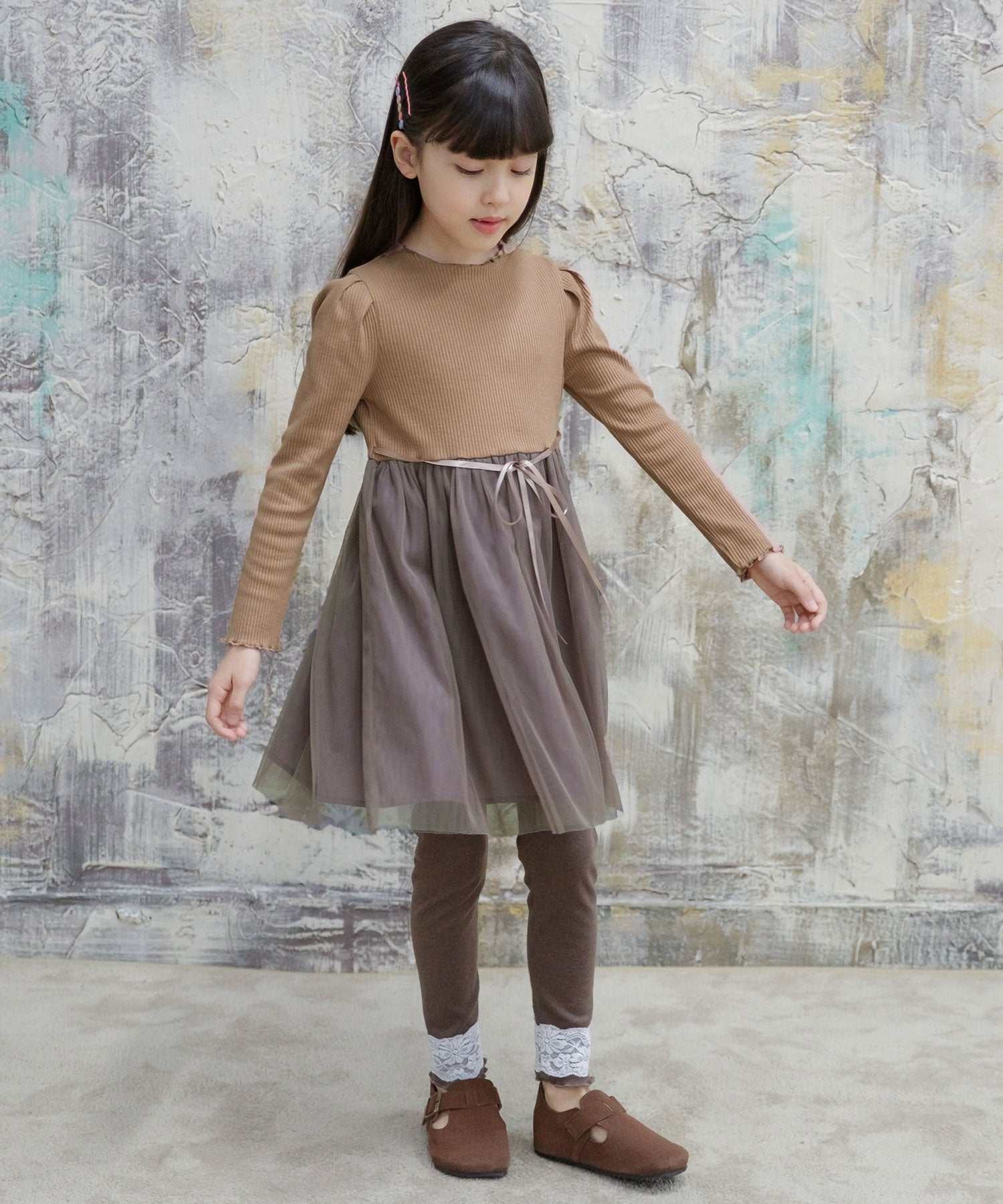 コドモフク ビー 子供服Bee チュール切替ワンピース