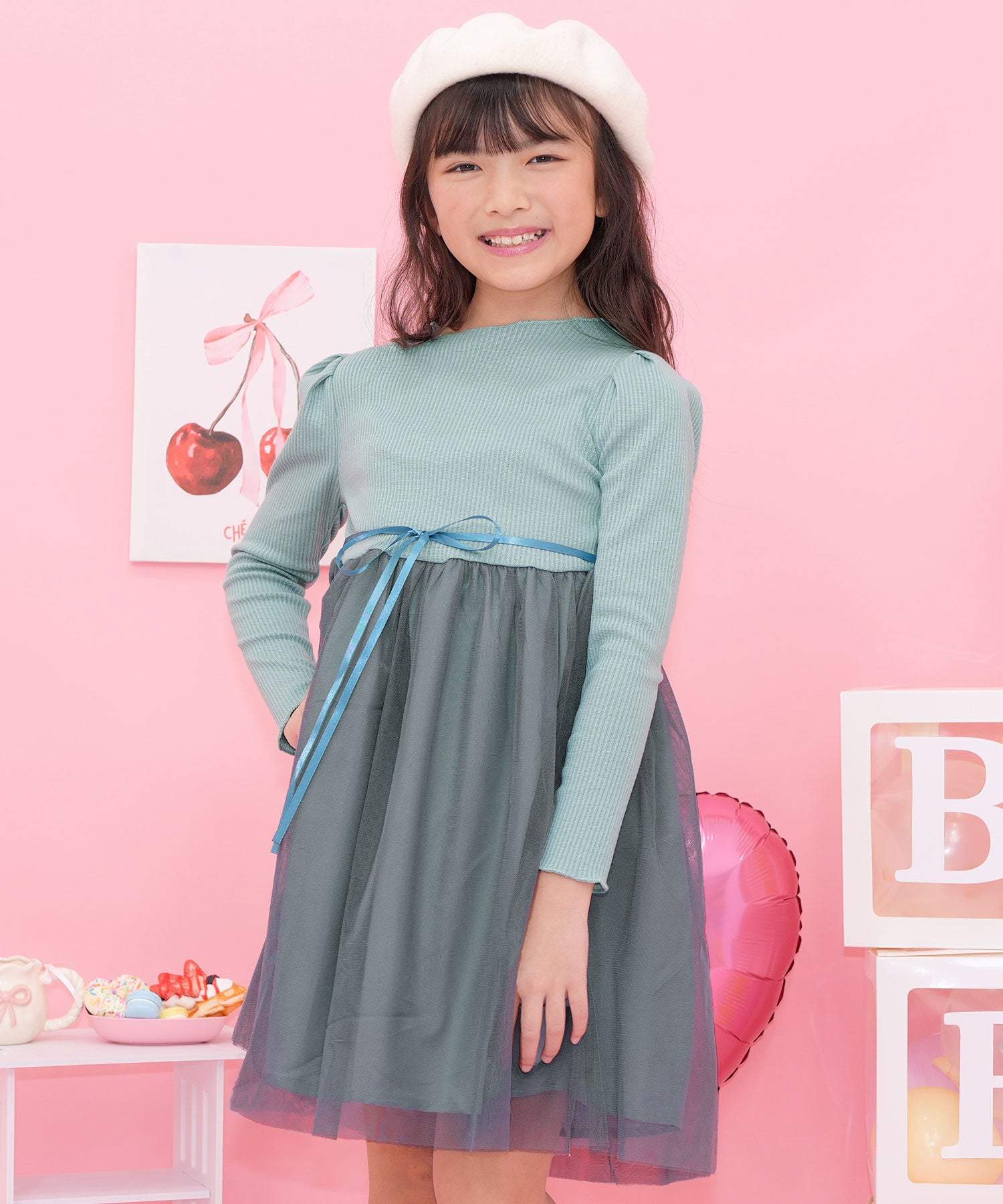 コドモフク ビー 子供服Bee チュール切替ワンピース