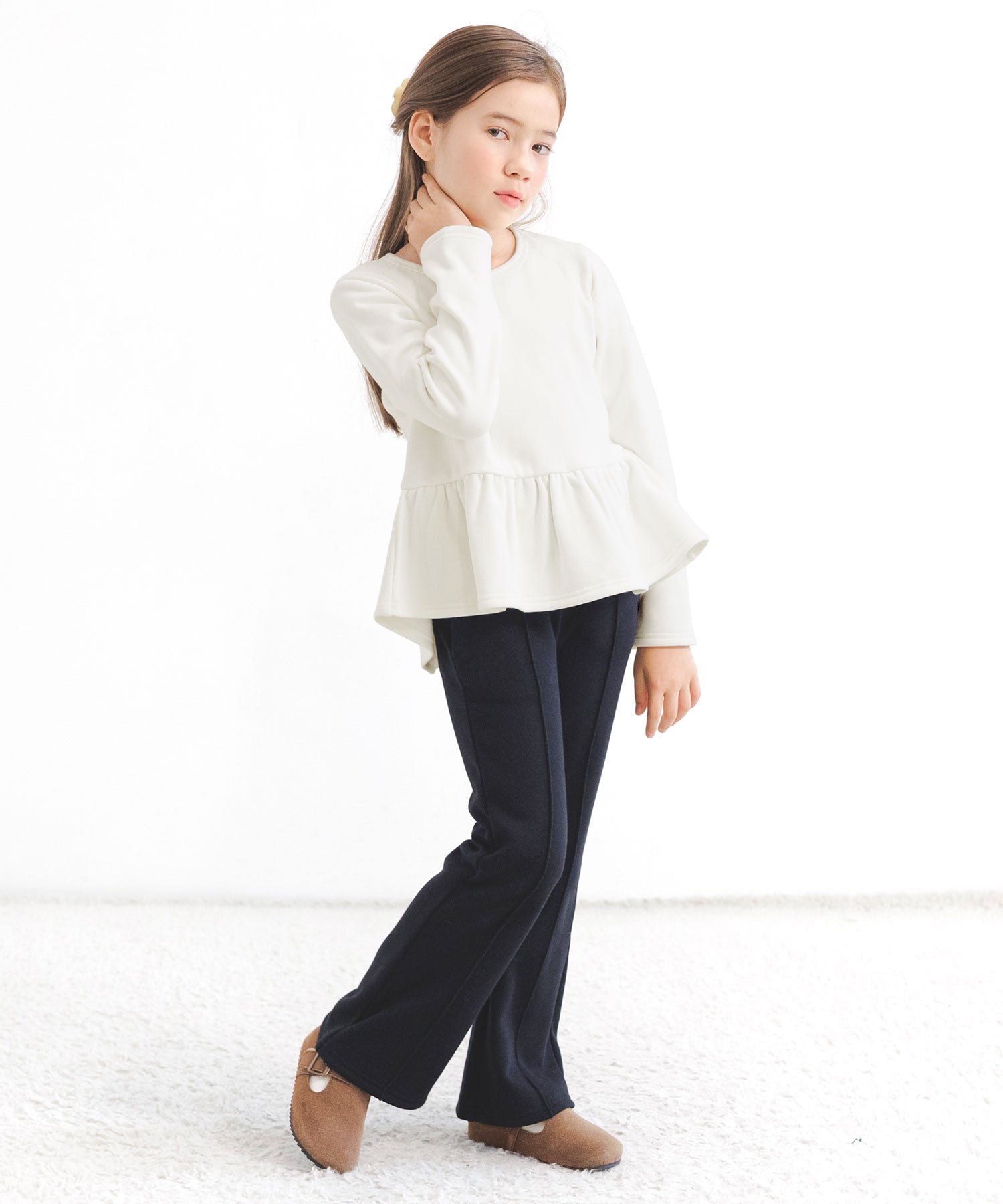 コドモフク ビー 子供服Bee 裏起毛ペプラムトップス