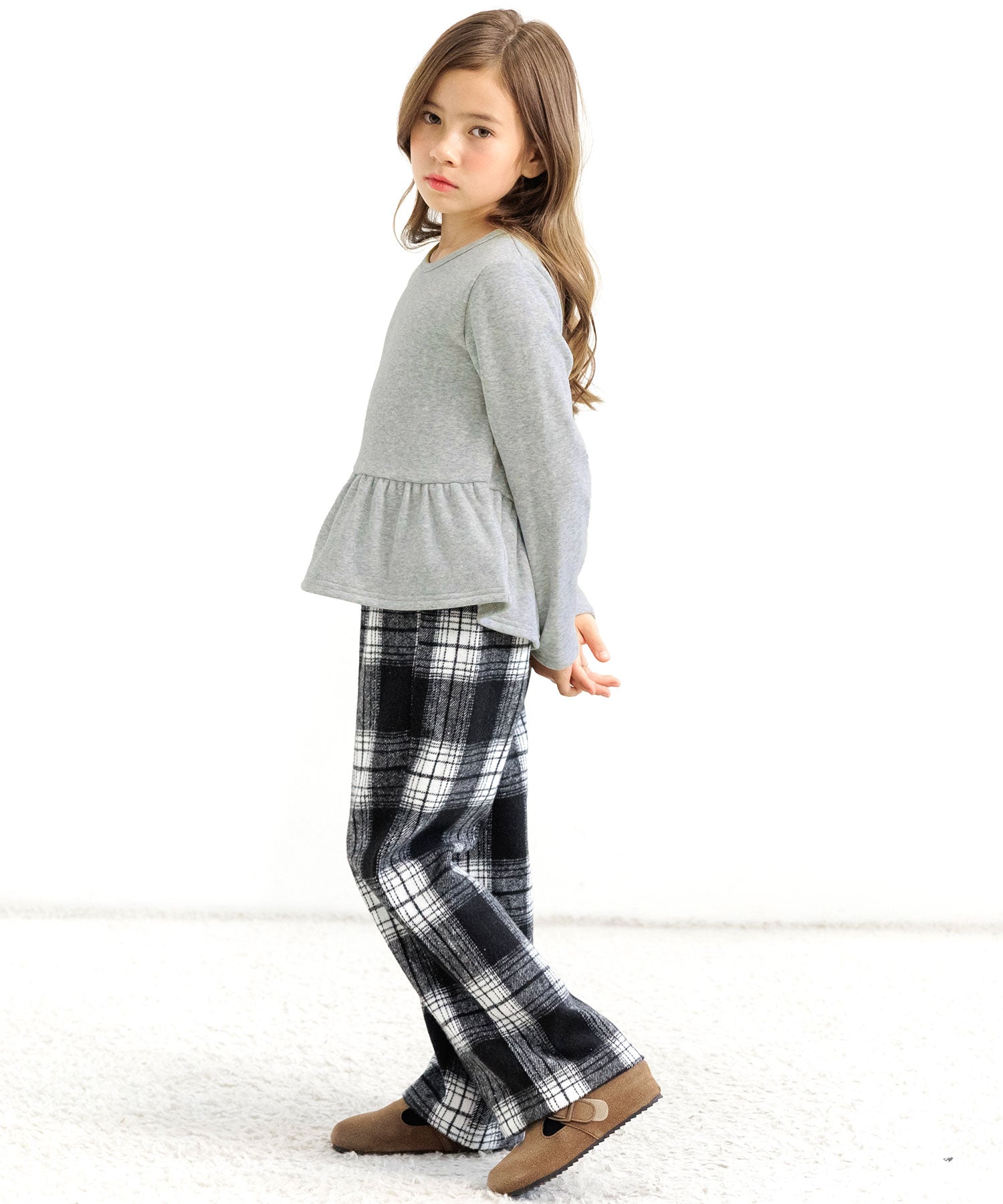 コドモフク ビー 子供服Bee 裏起毛ペプラムトップス