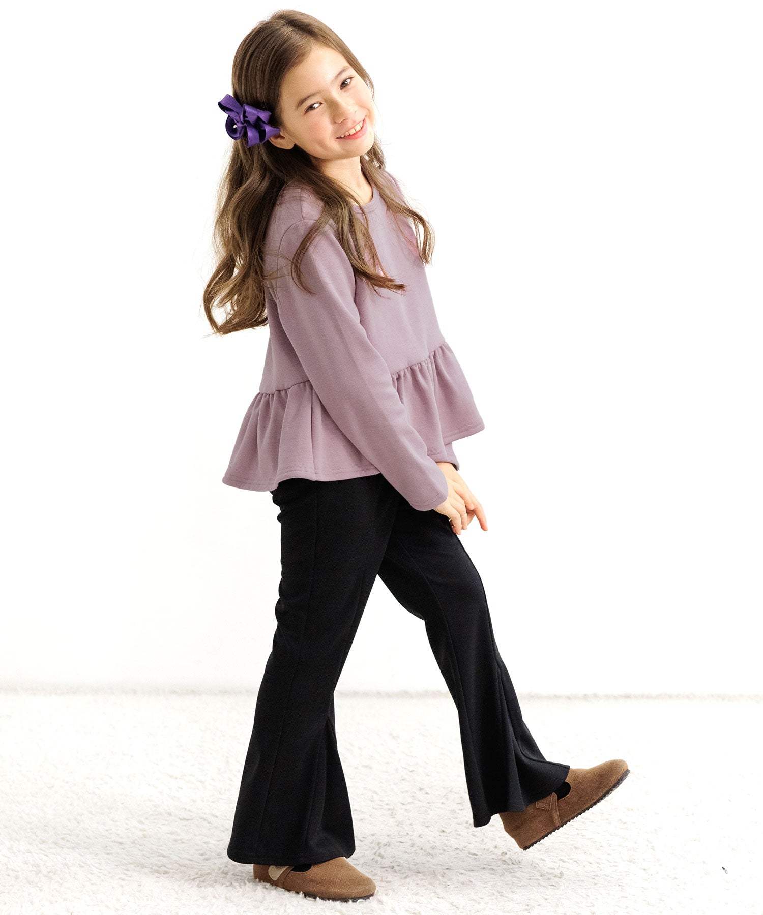 コドモフク ビー 子供服Bee 裏起毛ペプラムトップス