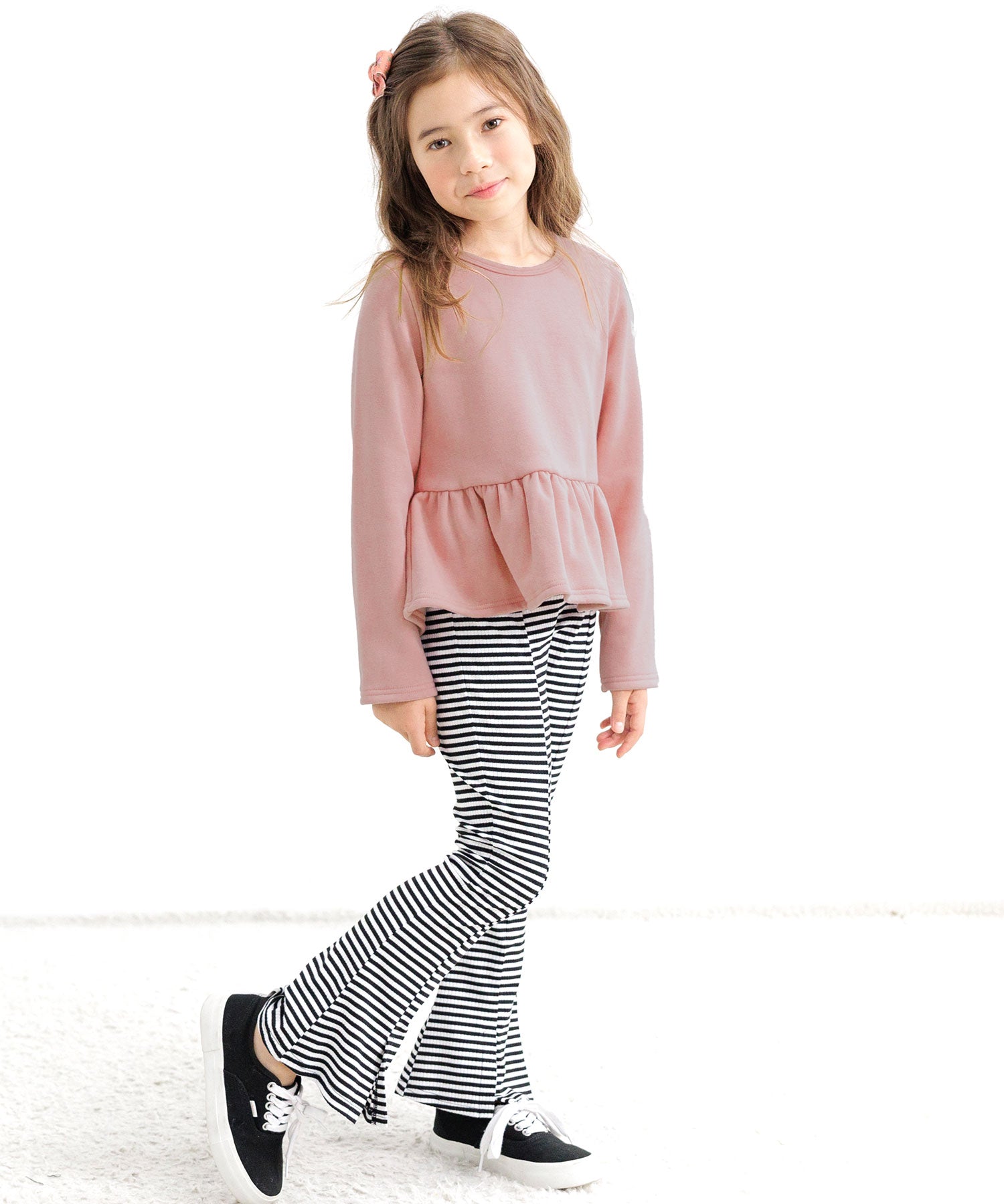 コドモフク ビー 子供服Bee 裏起毛ペプラムトップス