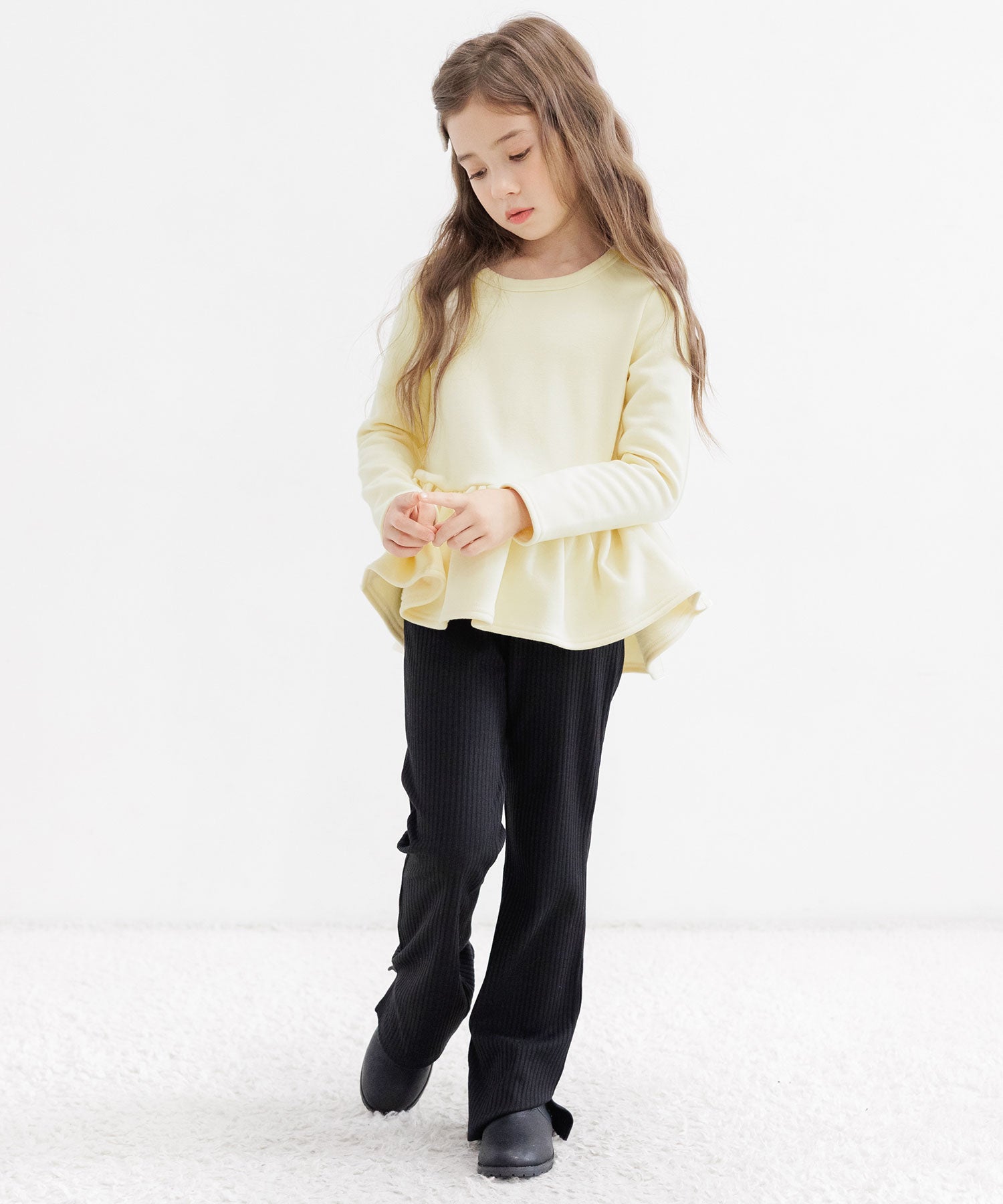 コドモフク ビー 子供服Bee 裏起毛ペプラムトップス