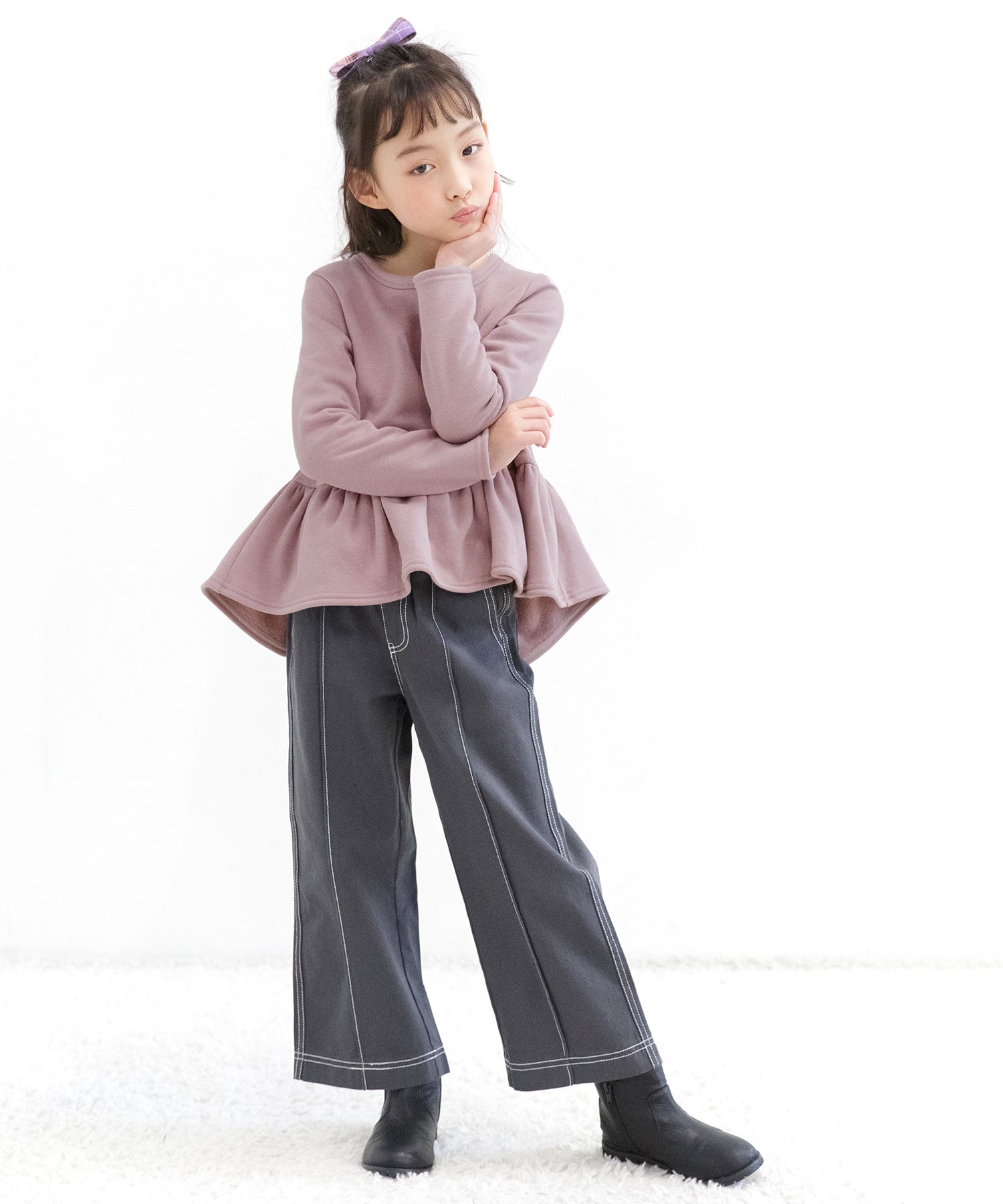 コドモフク ビー 子供服Bee 裏起毛ペプラムトップス