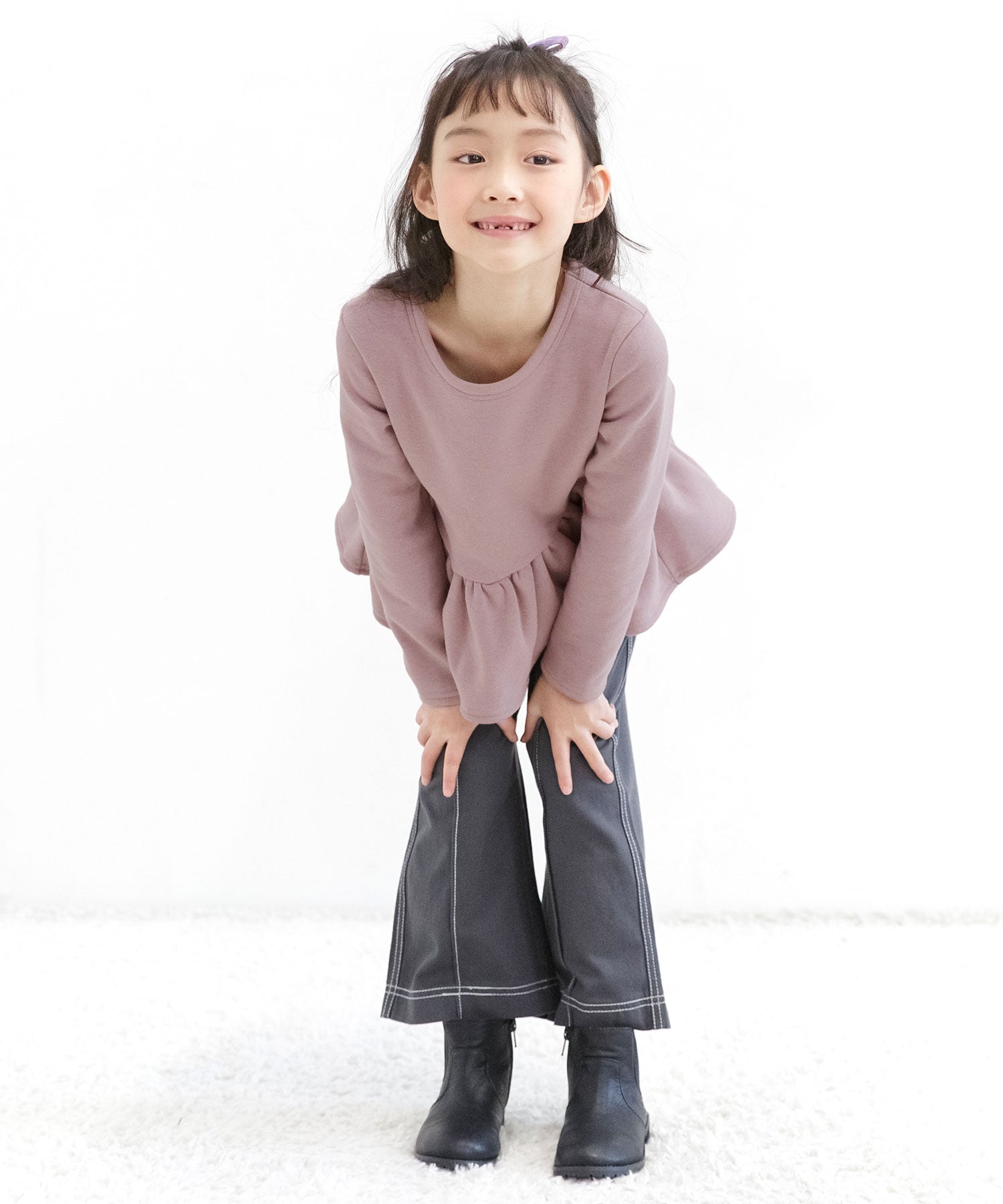 コドモフク ビー 子供服Bee 裏起毛ペプラムトップス