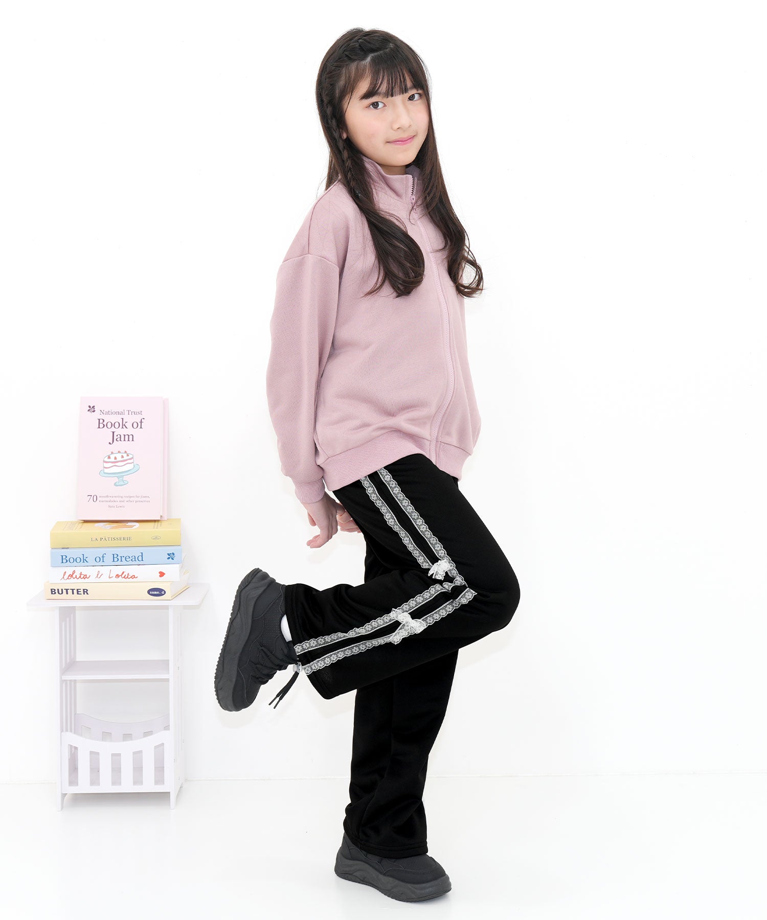 コドモフク ビー 子供服Bee レースラインリボンパンツ (ブラック×レースライン) ブラック×レースライン