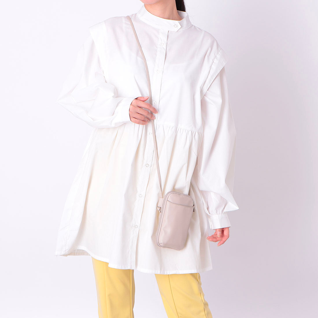 ビコーズ because ショルダーポーチ付き!PUショルダーポーチアンブレラミニ 折りたたみ傘 50㎝ (ホワイト) ホワイト