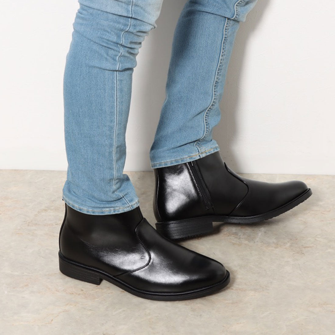 ビズ アート BIZ ART 防水 幅広4E サイドゴアブーツ 防滑,ブラック