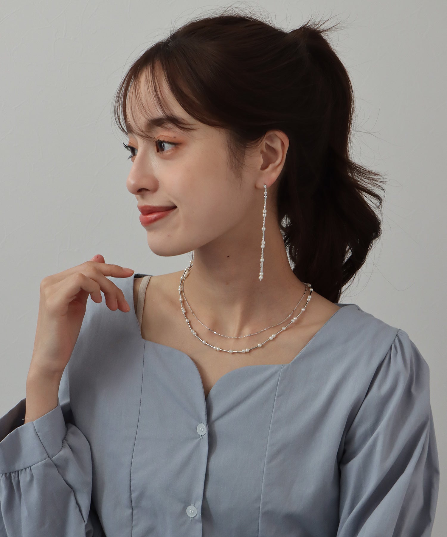 ブルーイースト BLUEEAST パールバー二連ネックレス (ゴールド(90)) ゴールド(90)