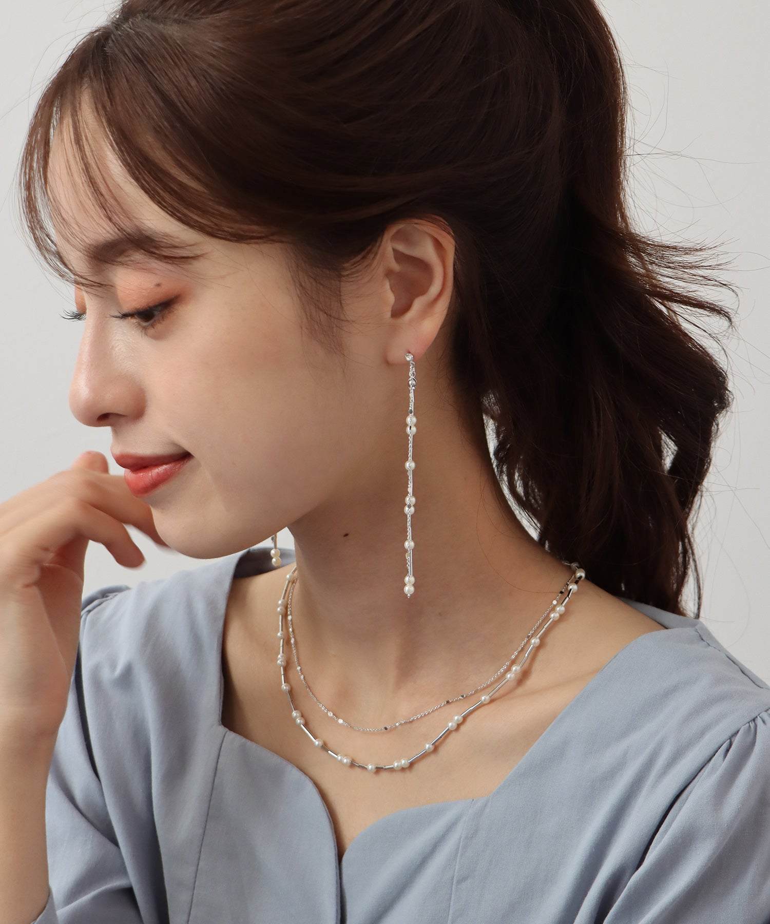 ブルーイースト BLUEEAST パールバー二連ネックレス (ゴールド(90)) ゴールド(90)