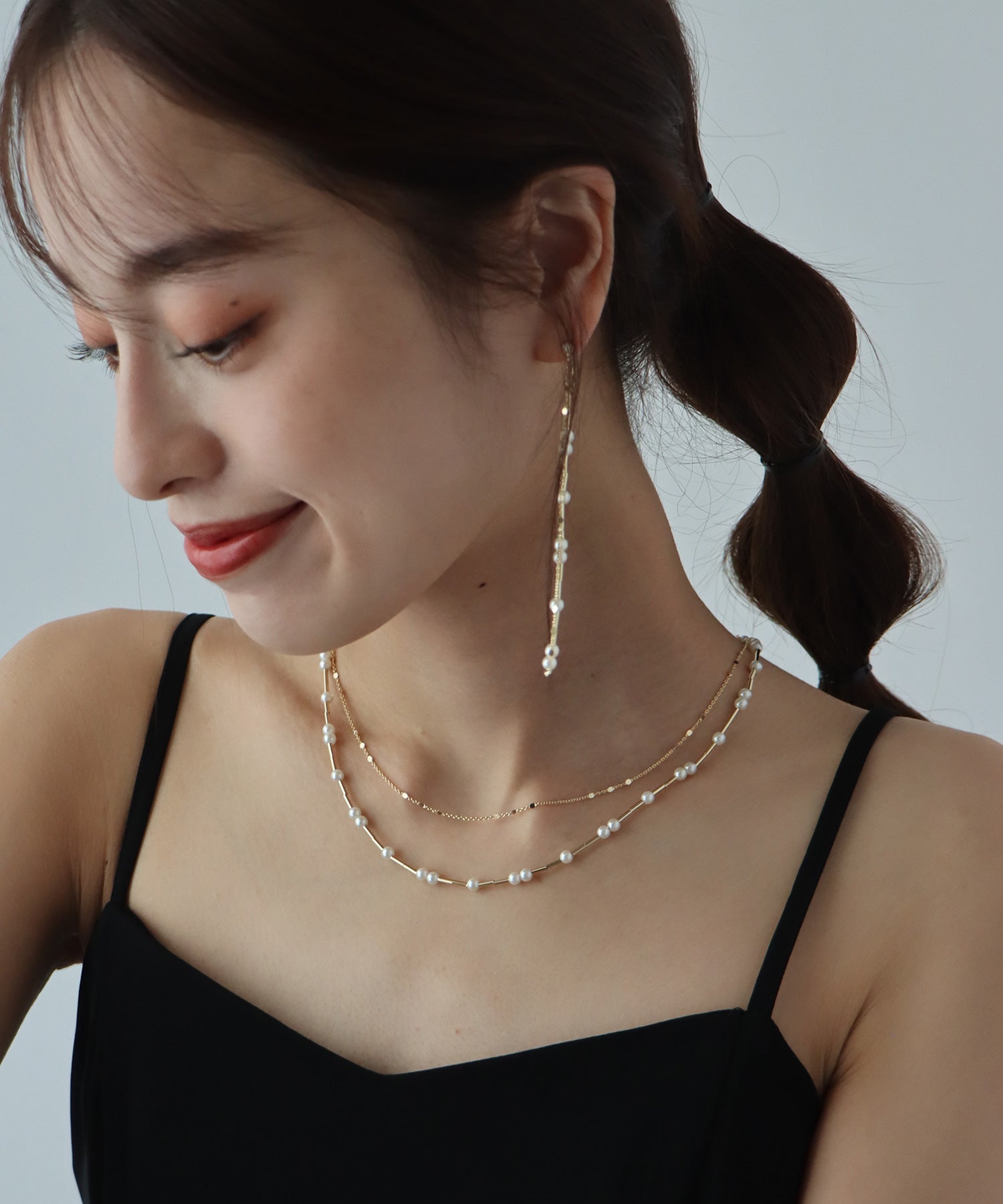 ブルーイースト BLUEEAST パールバー二連ネックレス (ゴールド(90)) ゴールド(90)