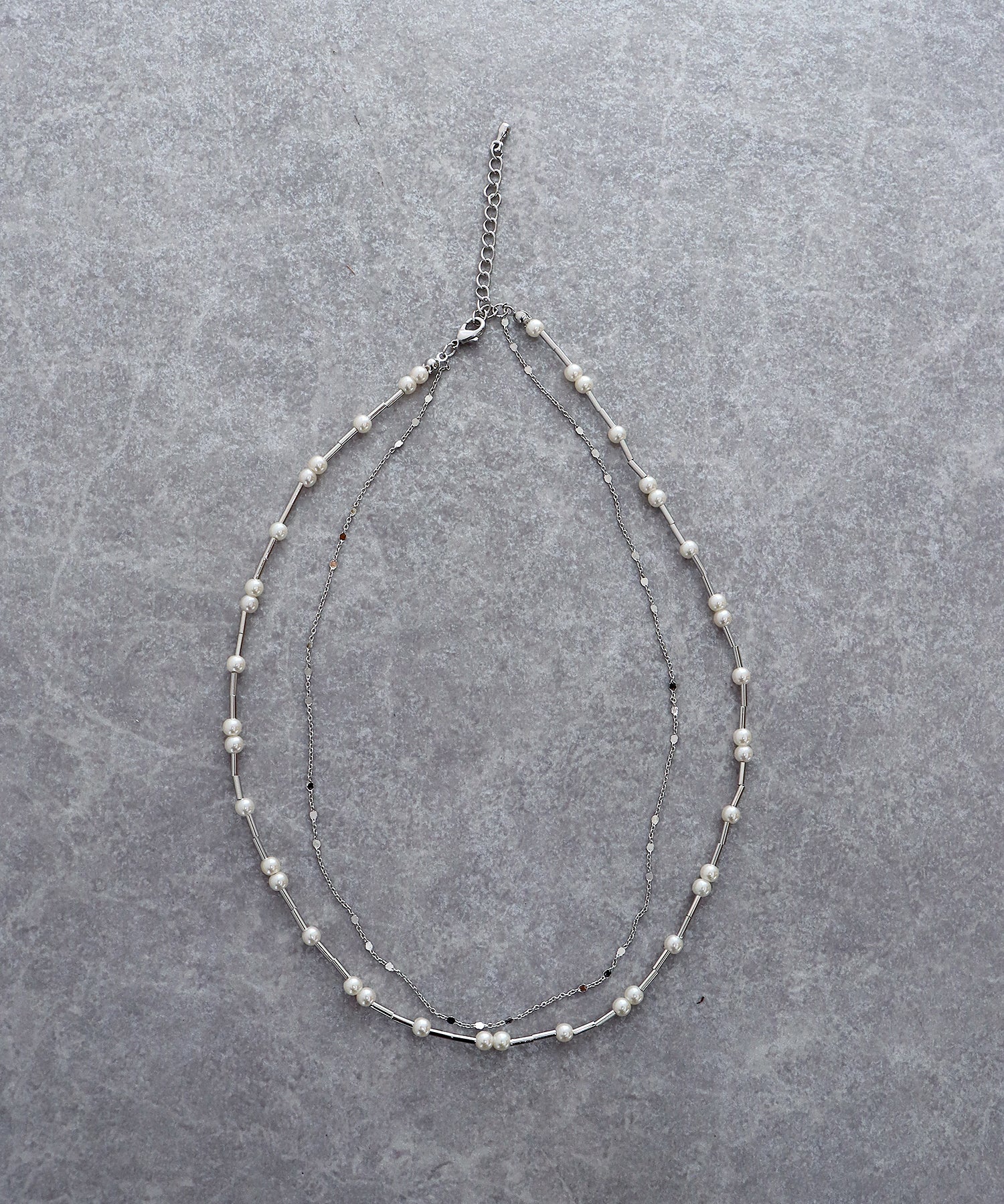 ブルーイースト BLUEEAST パールバー二連ネックレス (シルバー(91)) シルバー(91)