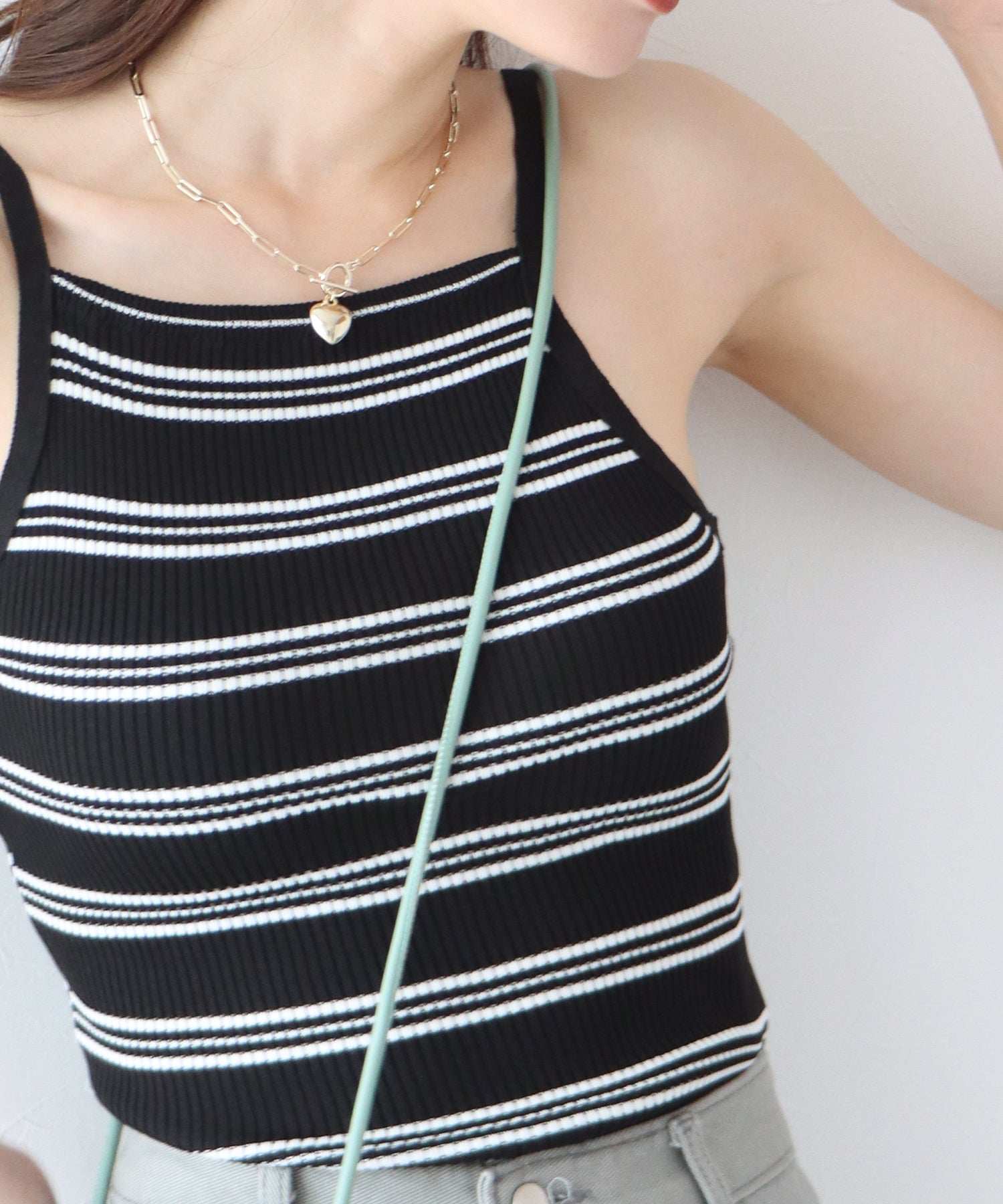 ブルーイースト BLUEEAST サマーニットリブボーダーキャミソール