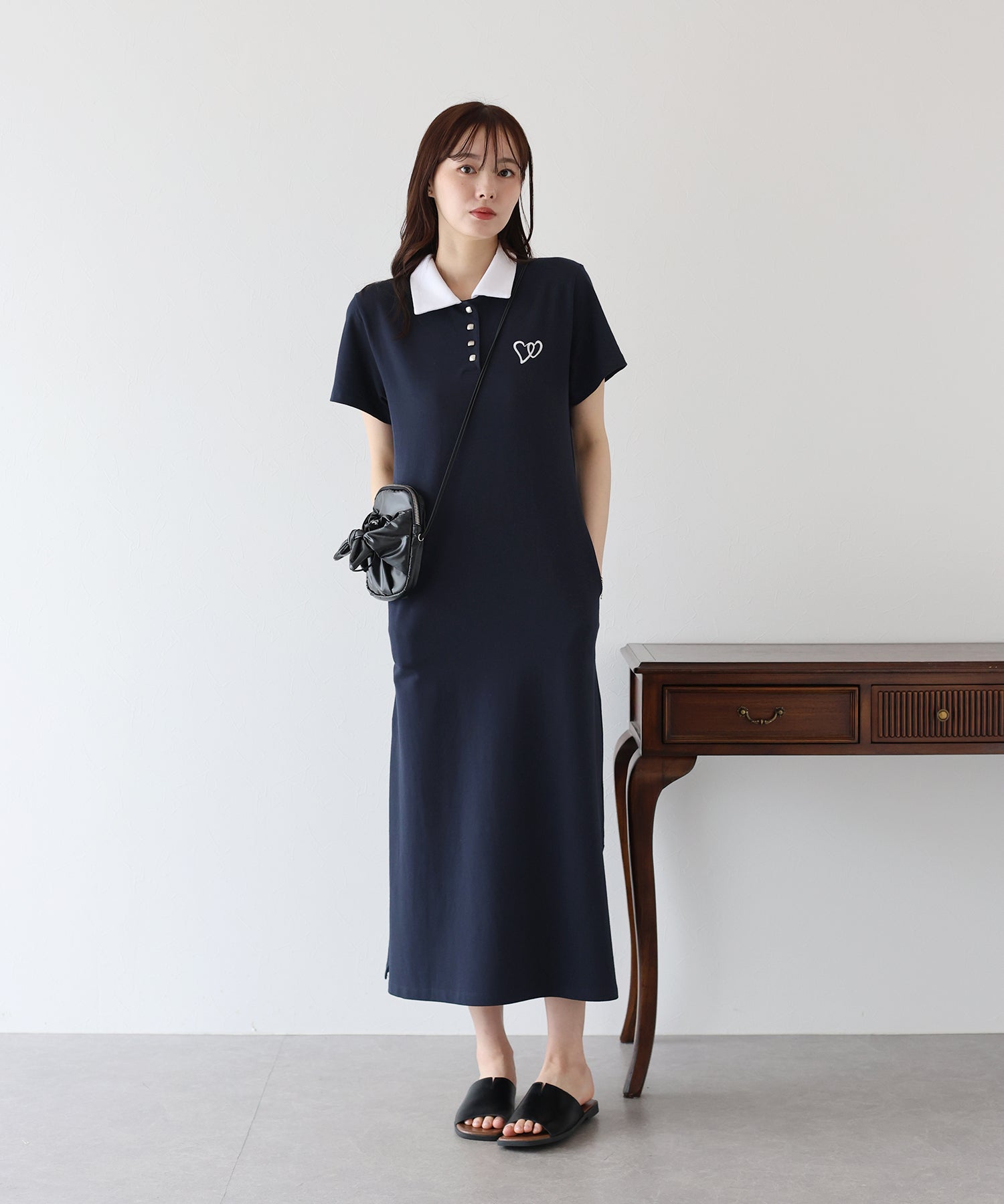 ブルーイースト BLUEEAST ハート刺繍ポロワンピース