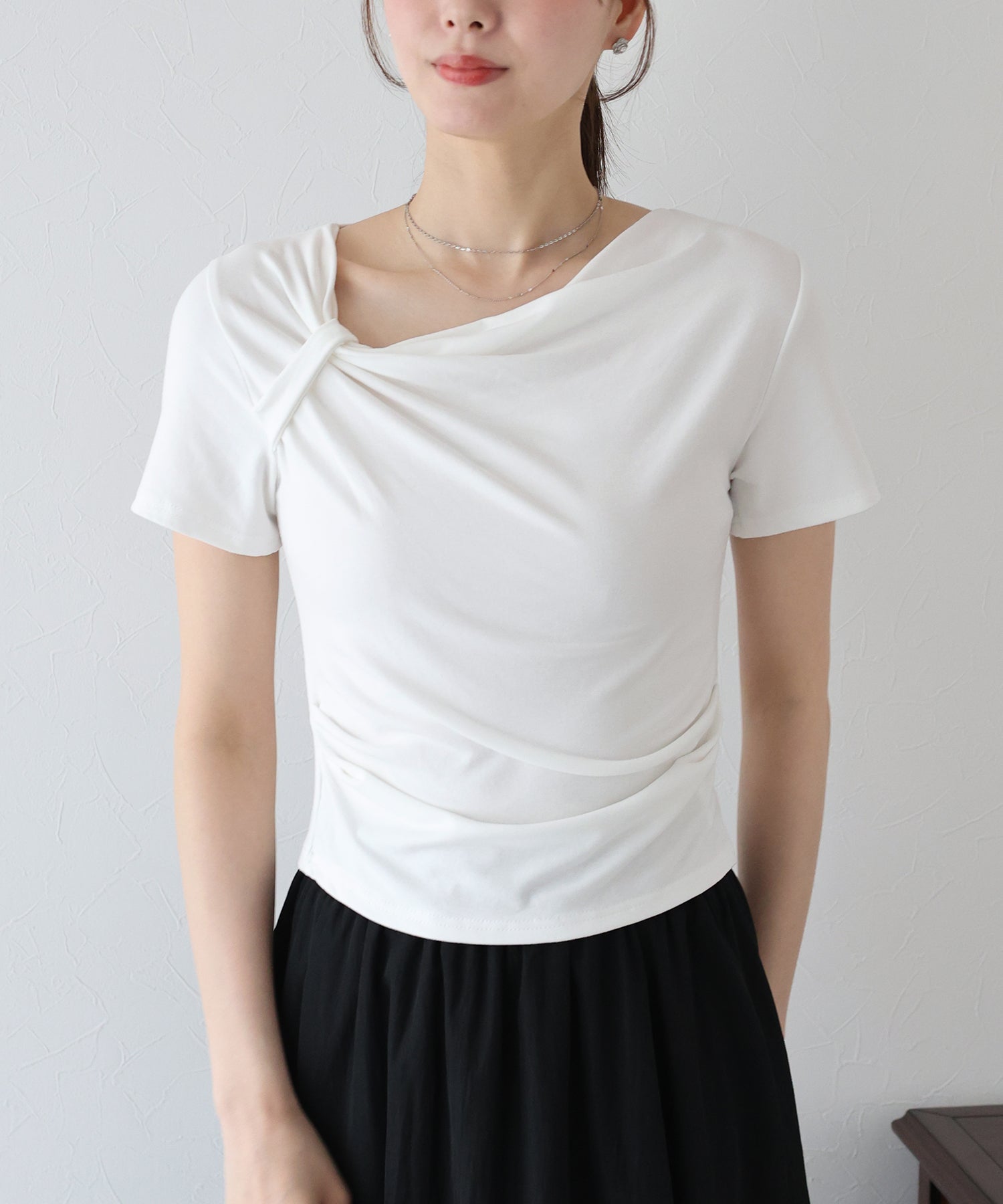 ブルーイースト BLUEEAST 半袖アシメドレープTシャツ (ブルー) ブルー