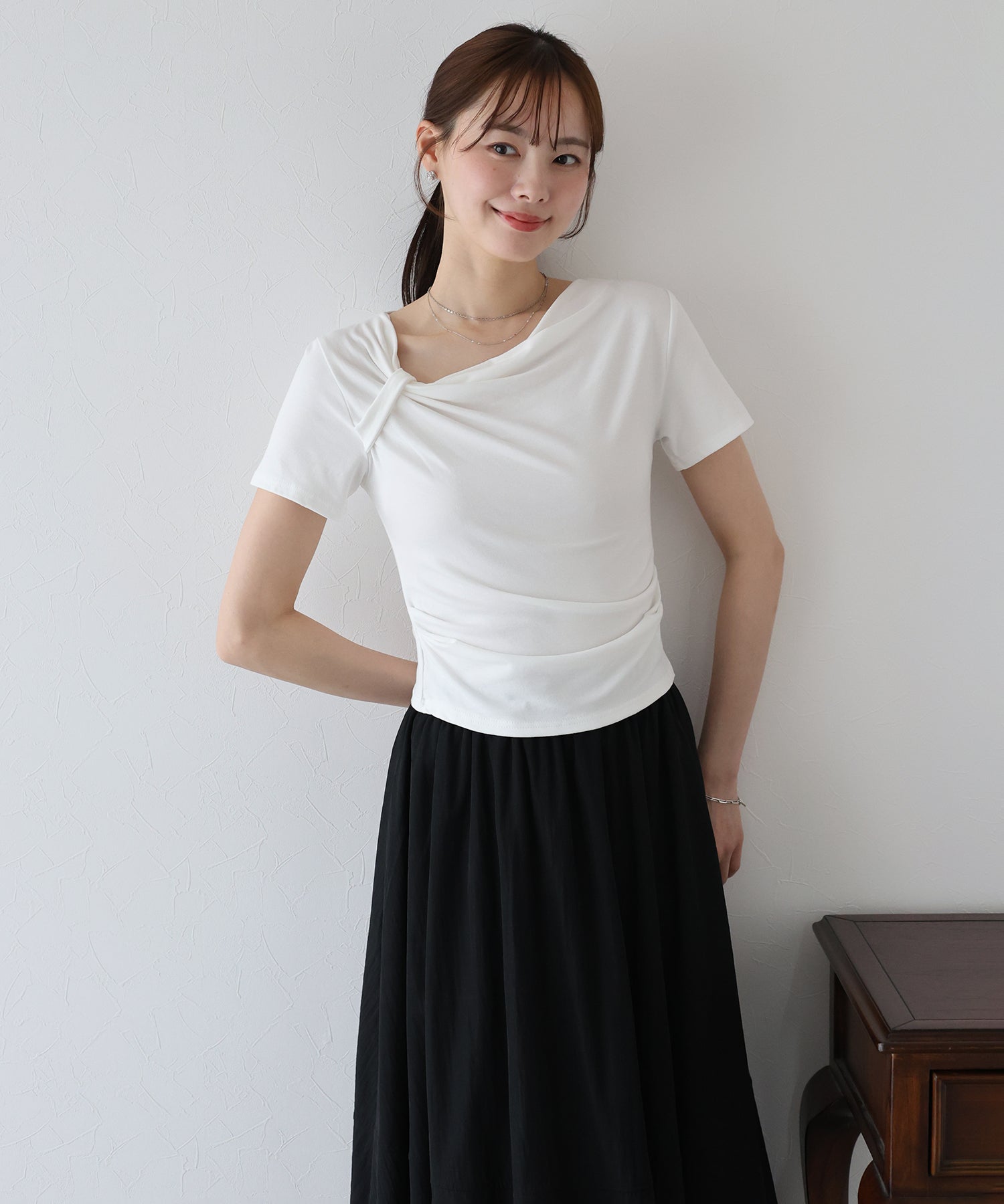 ブルーイースト BLUEEAST 半袖アシメドレープTシャツ (ブルー) ブルー