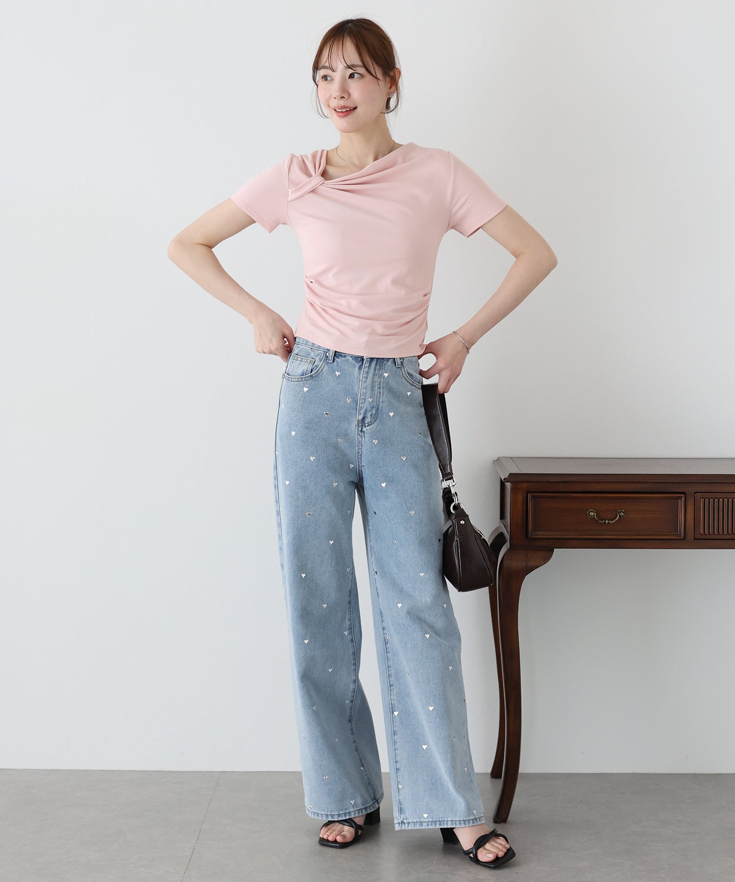 ブルーイースト BLUEEAST 半袖アシメドレープTシャツ (ブルー) ブルー