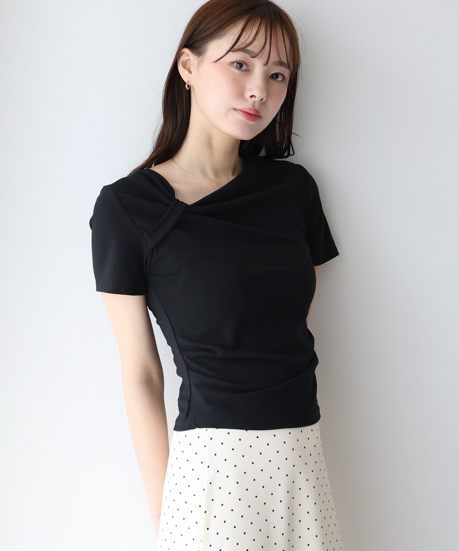 ブルーイースト BLUEEAST 半袖アシメドレープTシャツ (ブルー) ブルー