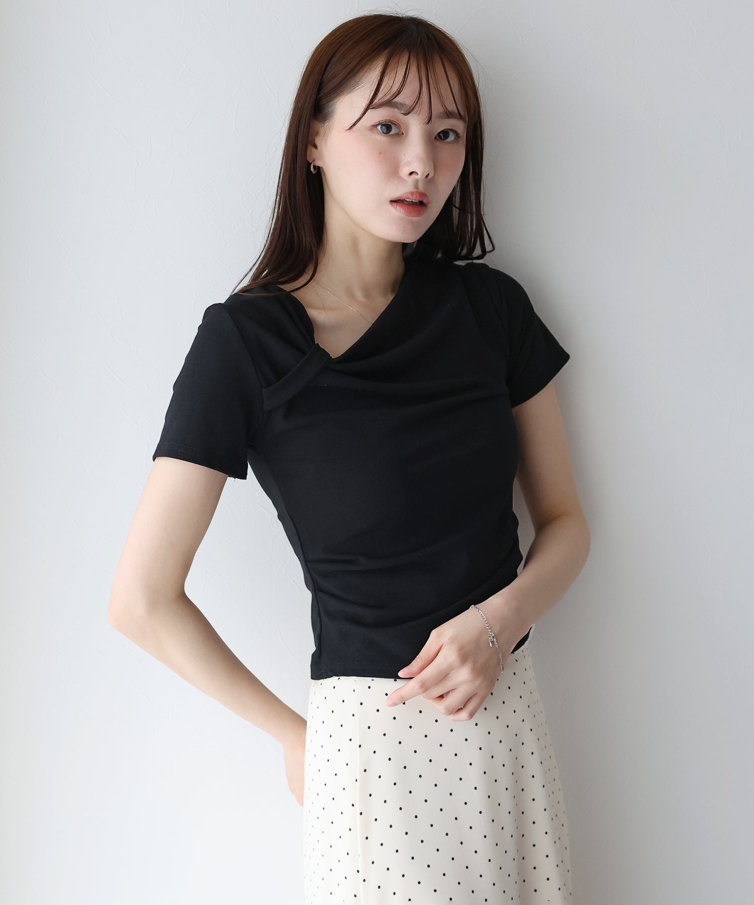 ブルーイースト BLUEEAST 半袖アシメドレープTシャツ (ブルー) ブルー