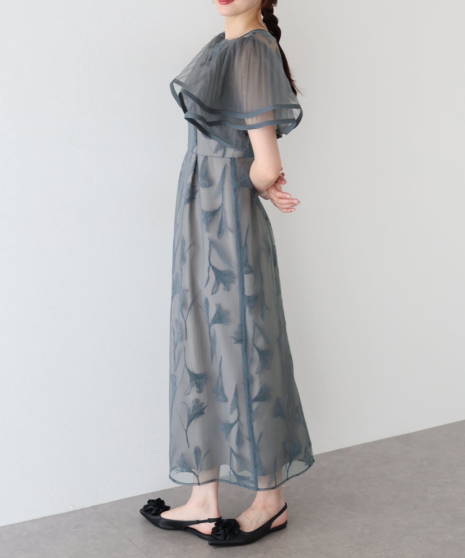 ブルーイースト BLUEEAST 袖フリルフロッキードレス (ブラウン) ブラウン