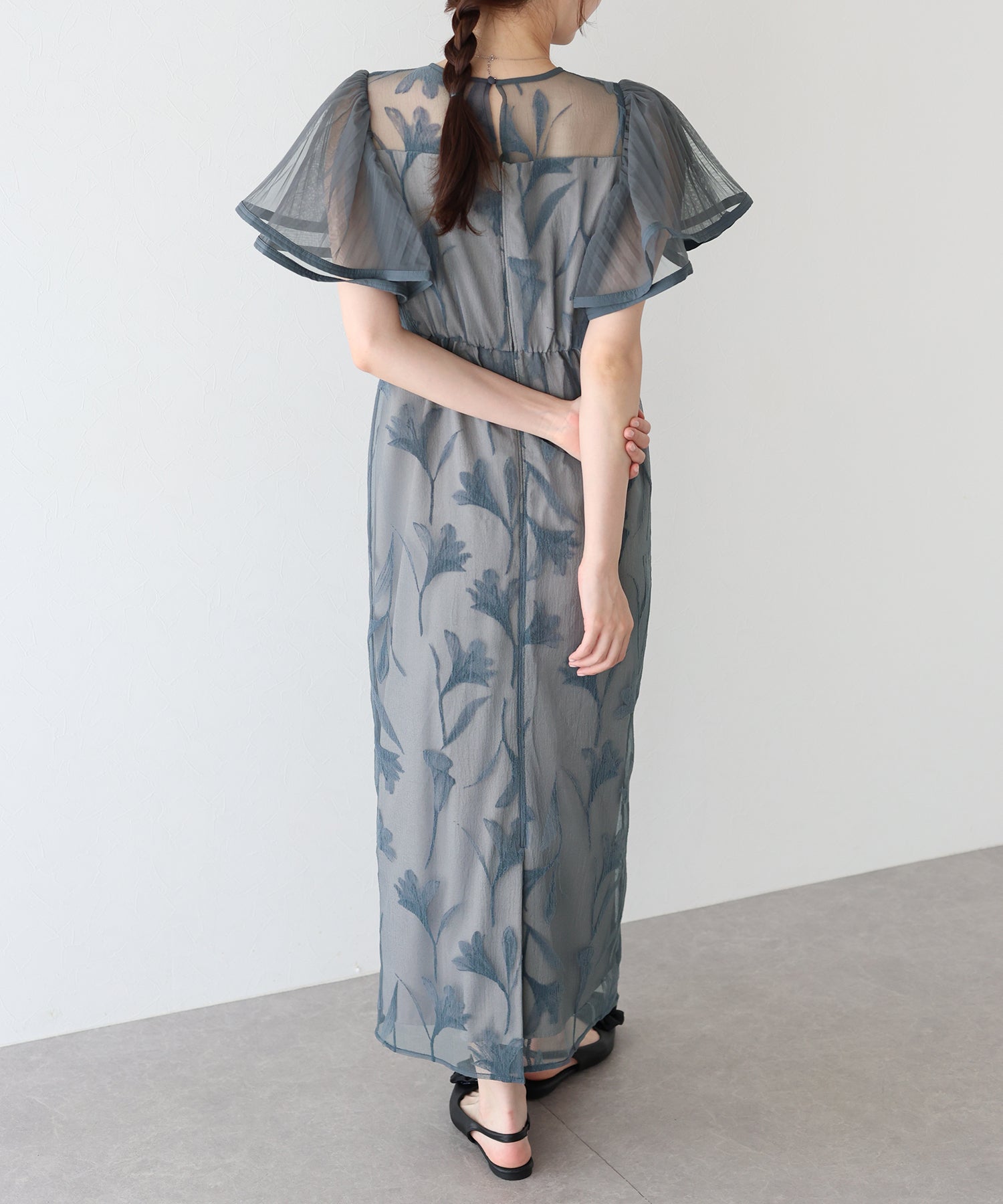 ブルーイースト BLUEEAST 袖フリルフロッキードレス (ブラウン) ブラウン