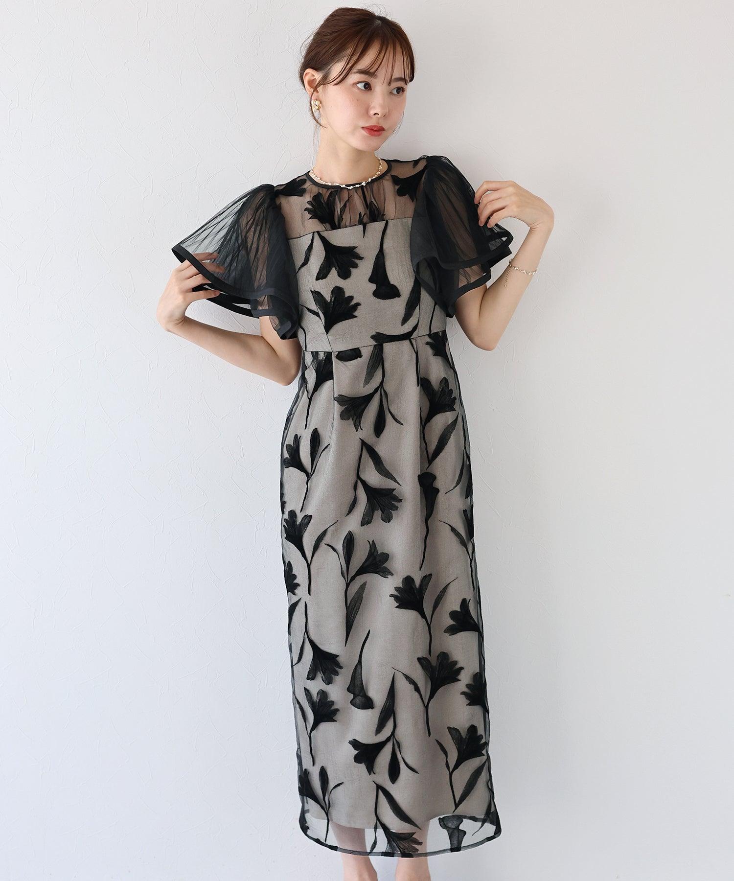 ブルーイースト BLUEEAST 袖フリルフロッキードレス (ブラウン) ブラウン