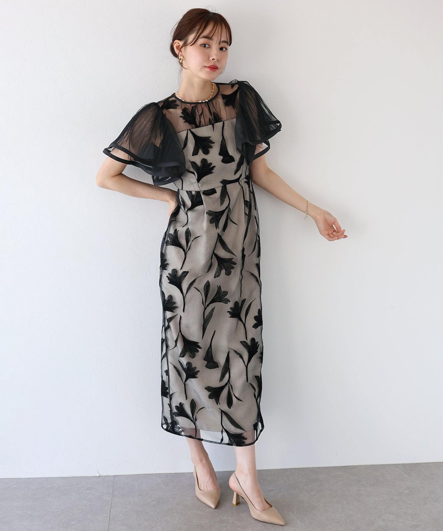 ブルーイースト BLUEEAST 袖フリルフロッキードレス (ブラウン) ブラウン