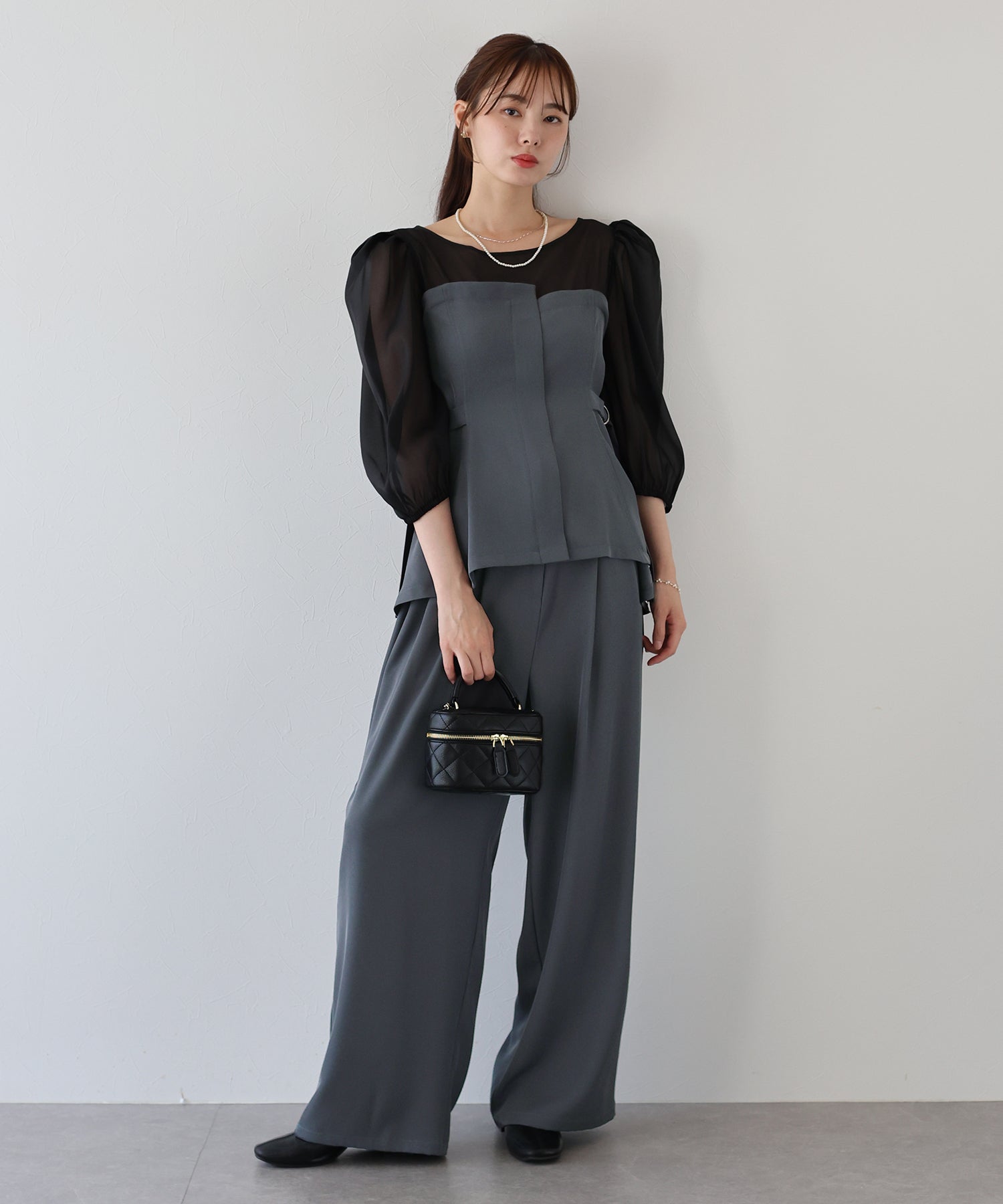 ブルーイースト BLUEEAST サイドベルトパンツドレス (チャコールグレー) チャコールグレー