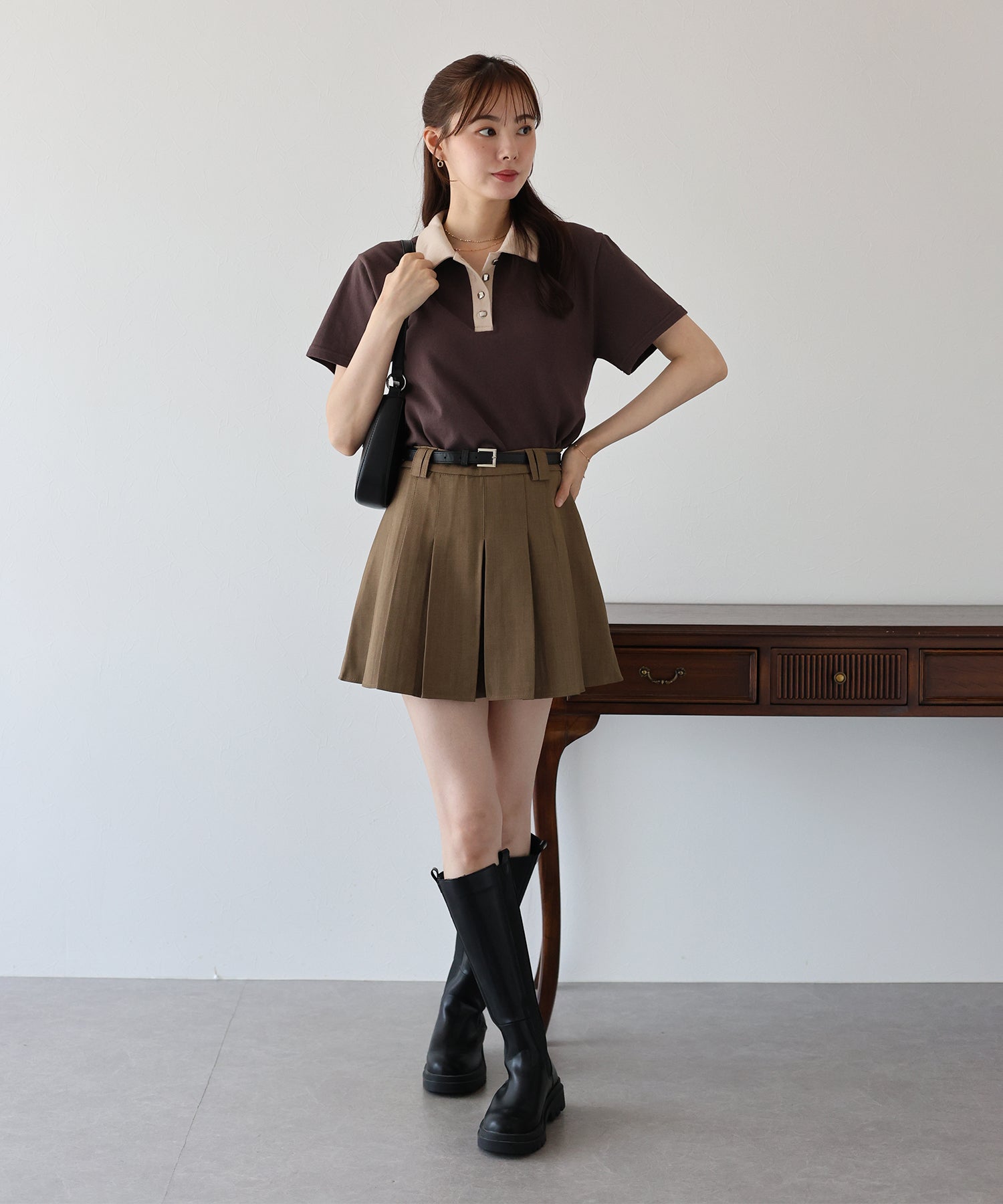 ブルーイースト BLUEEAST バイカラーポロシャツ (ブラウン) ブラウン