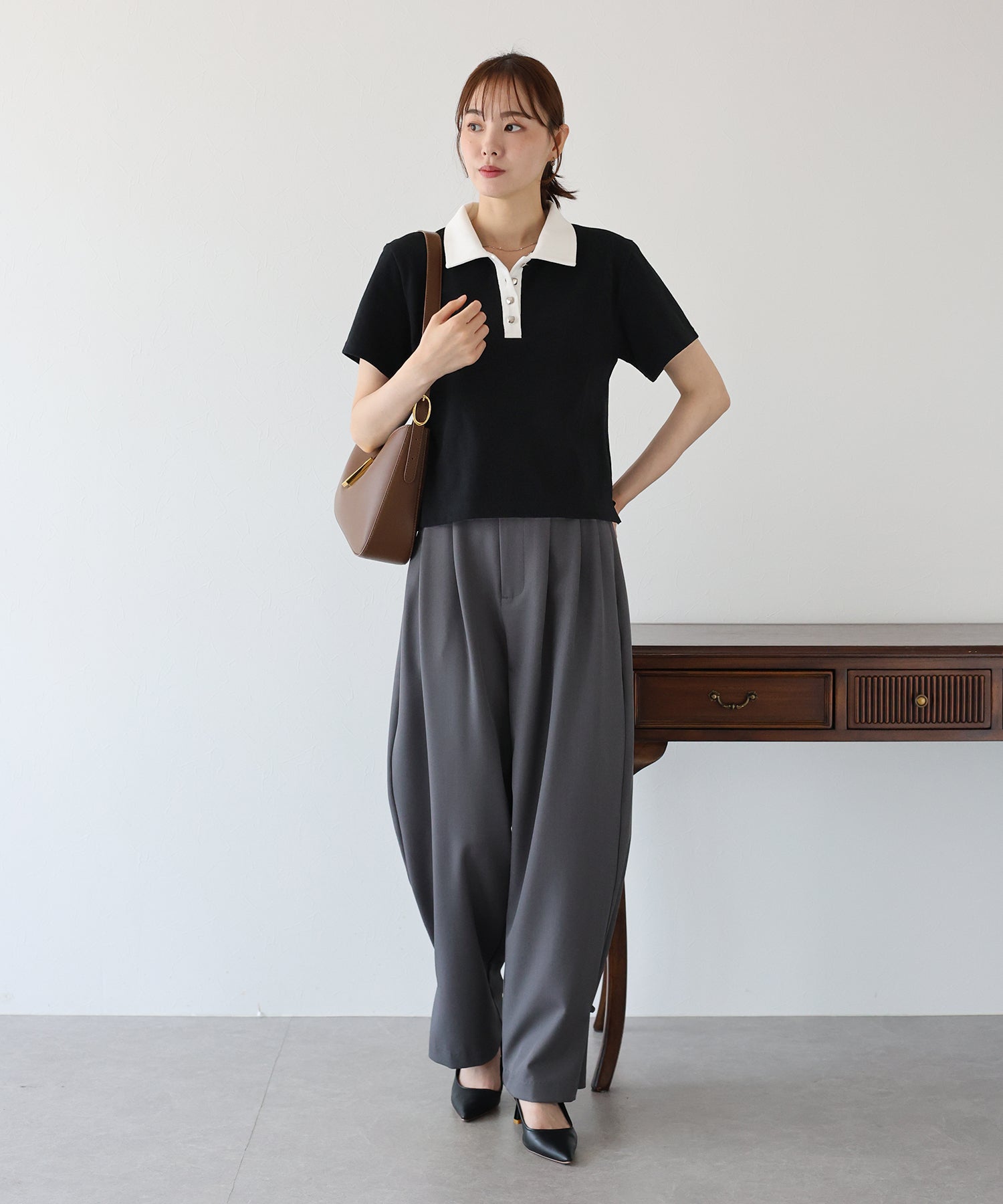 ブルーイースト BLUEEAST バイカラーポロシャツ (ブラウン) ブラウン