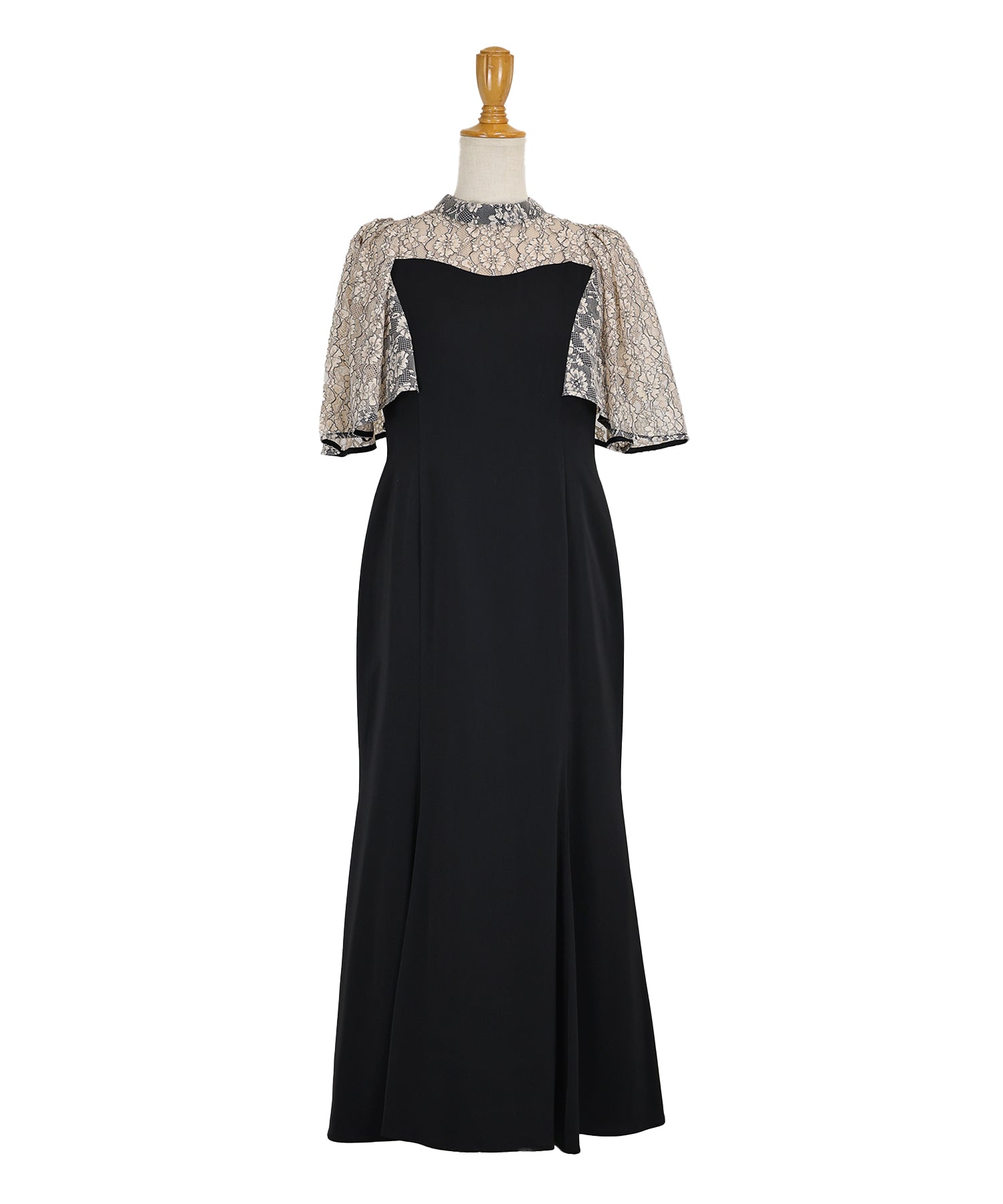 ブルーイースト BLUEEAST ボリュームフレアスリーブマーメイドドレス (ブラウン) ブラウン