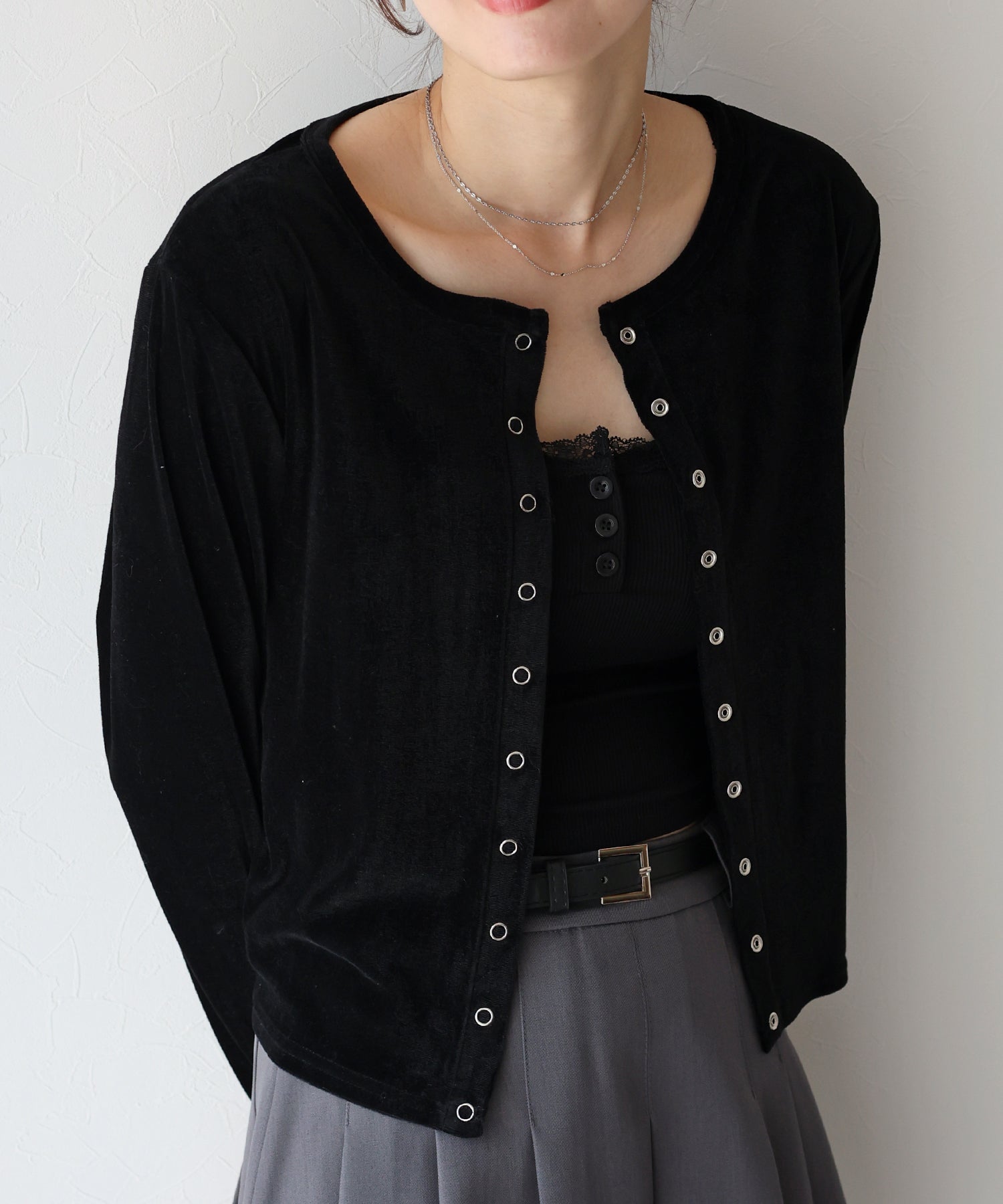 ブルーイースト BLUEEAST シアーベロアカーディガン (ベージュ) ベージュ