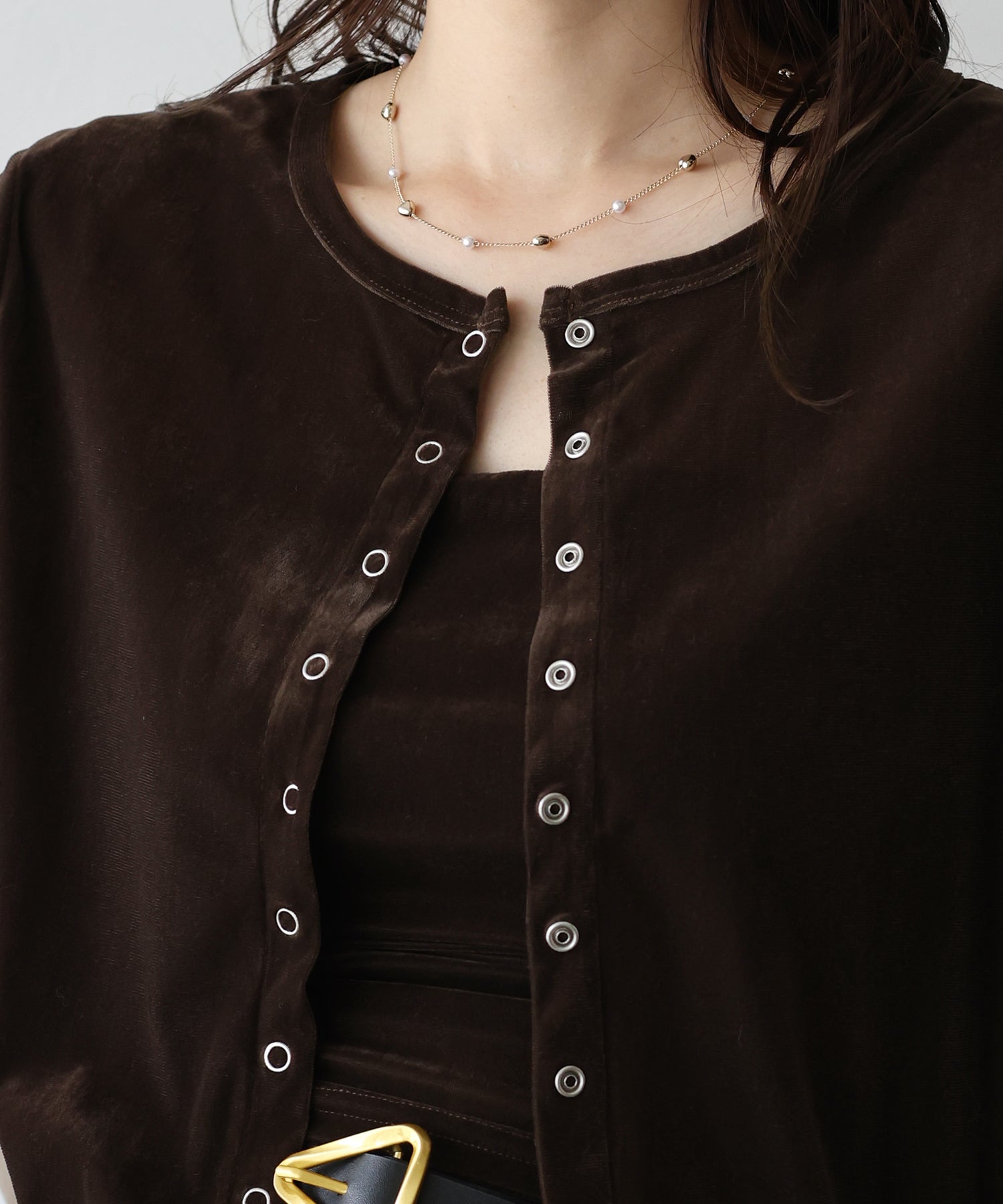 ブルーイースト BLUEEAST シアーベロアカーディガン (ベージュ) ベージュ