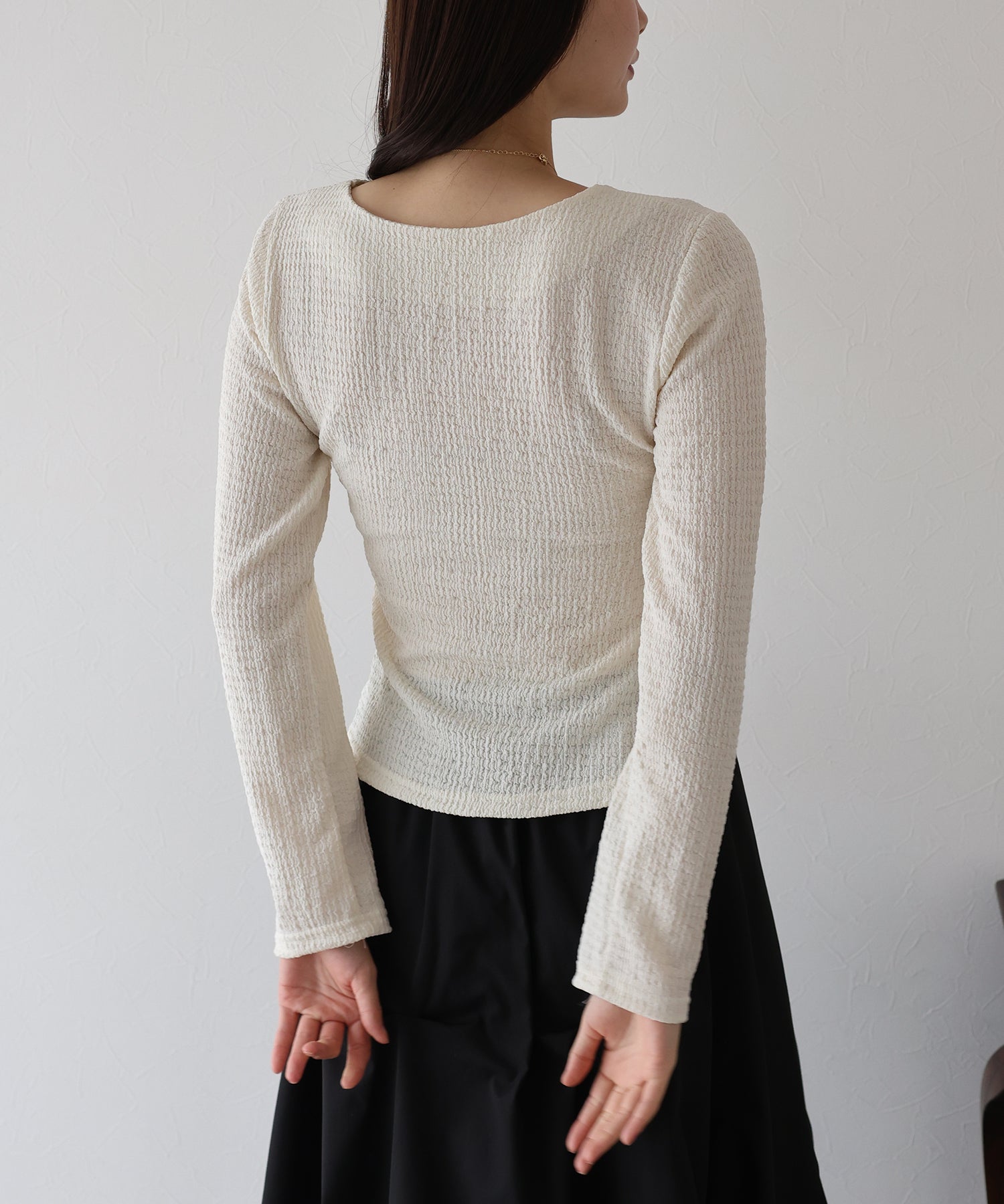 ブルーイースト BLUEEAST サイドタックジャガードカットソー (アイボリー) アイボリー